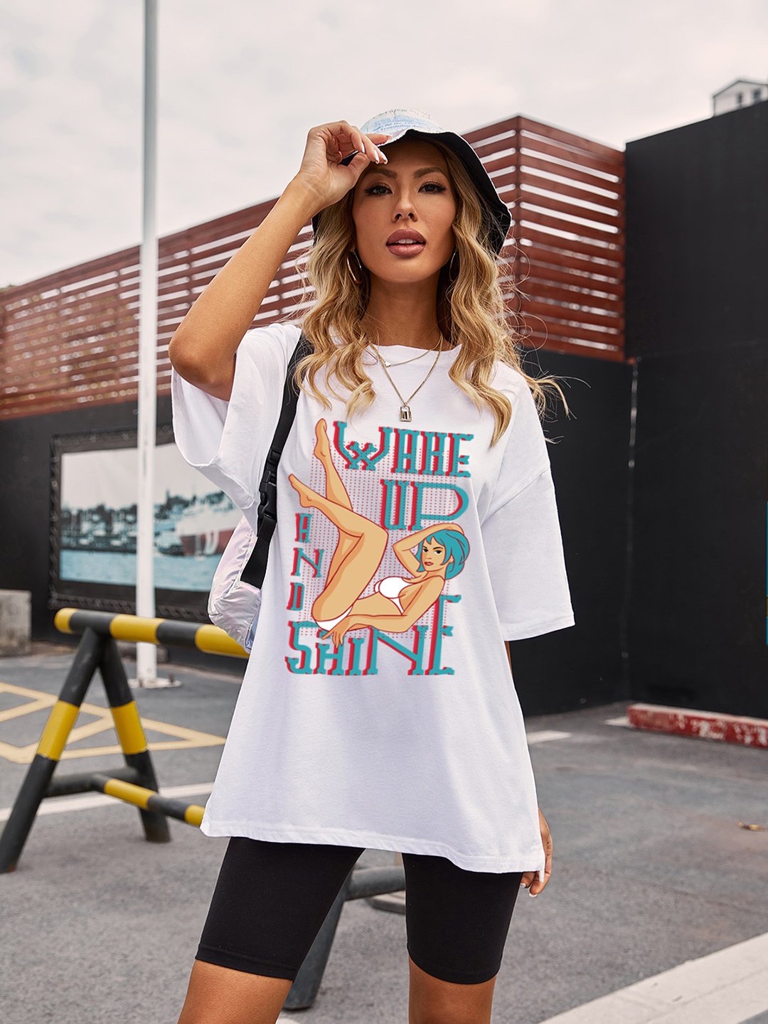

URBANIC Women White Printed T-shirt