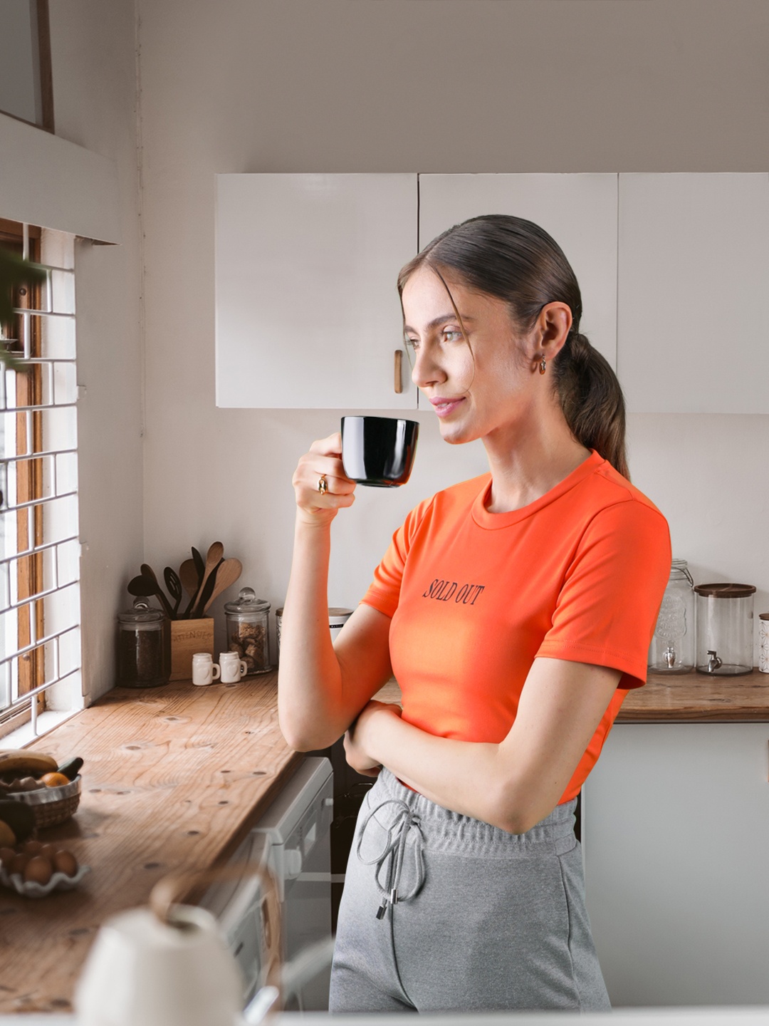 

URBANIC Women Orange Typography Printed T-shirt