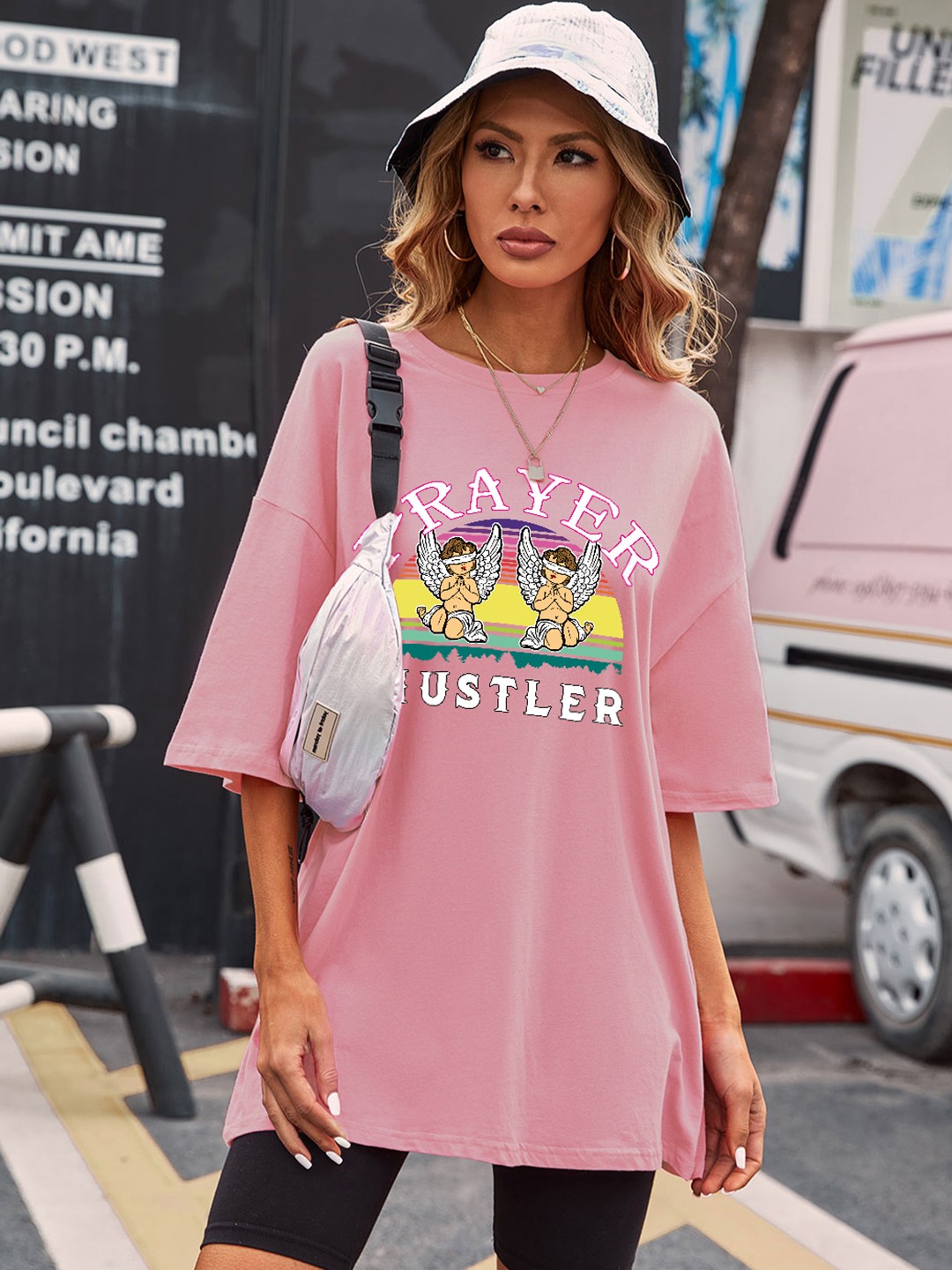 

URBANIC Women Black & White Typography Printed Extended Sleeves T-shirt