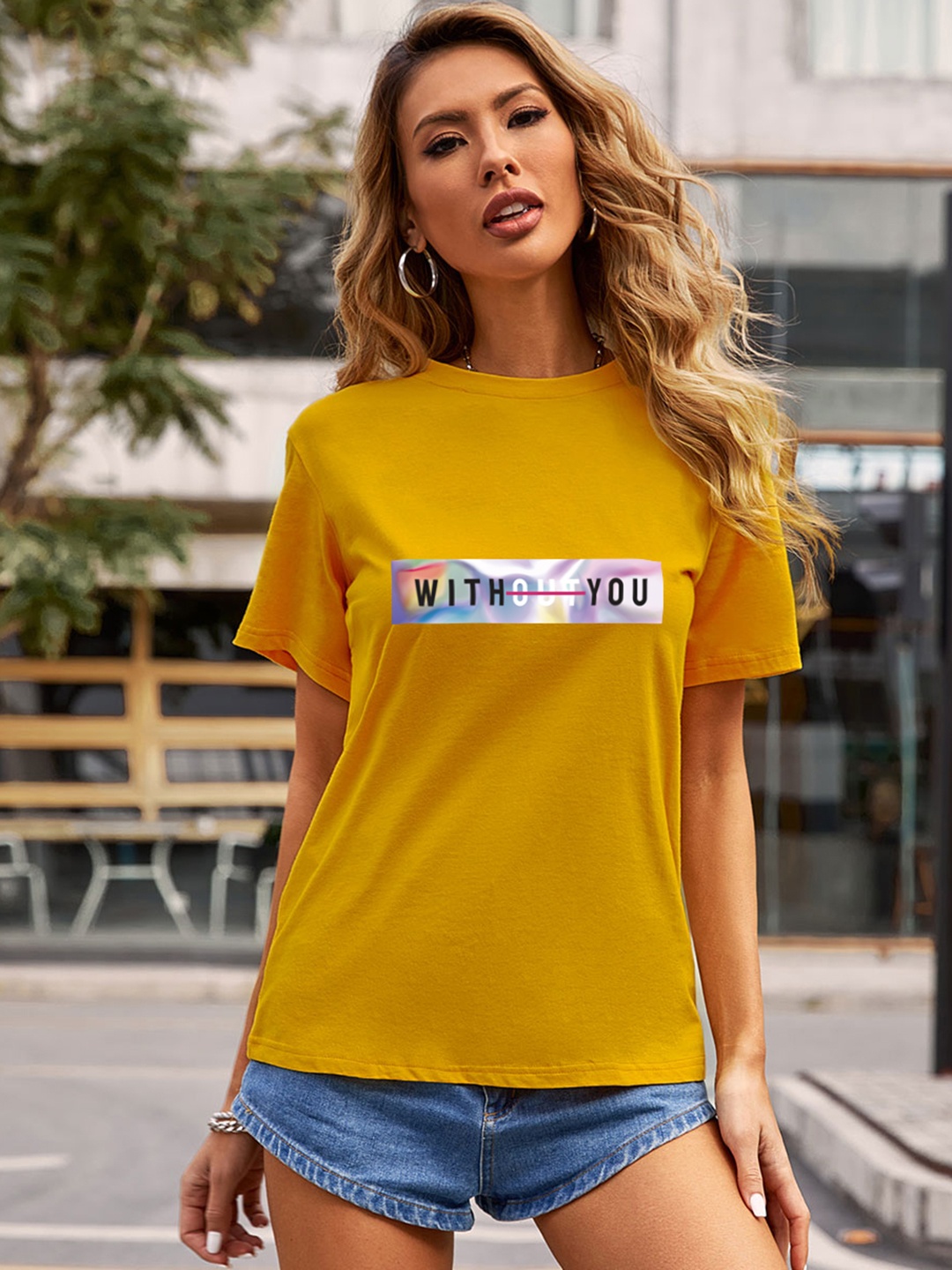 

URBANIC Women Grey Typography Printed T-shirt