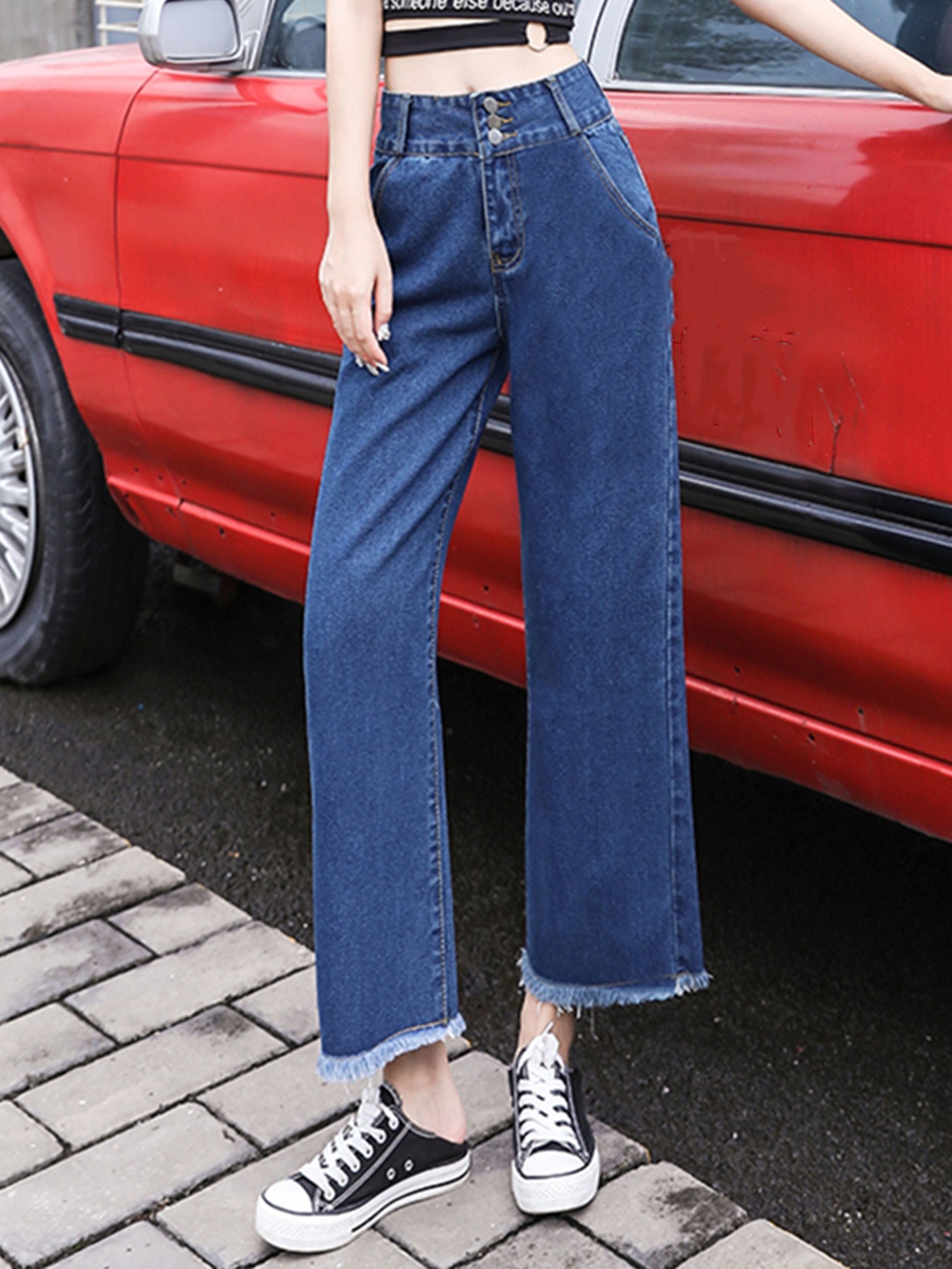 

URBANIC Women Navy Blue Wide Leg Jeans
