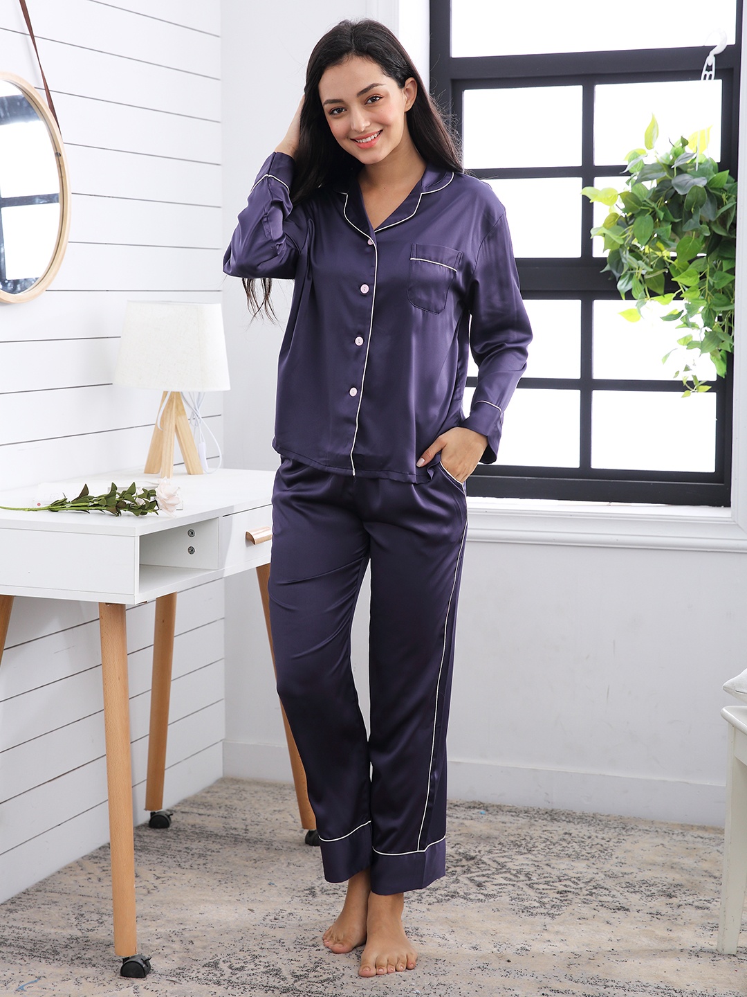 

URBANIC Women Navy Blue Night suit