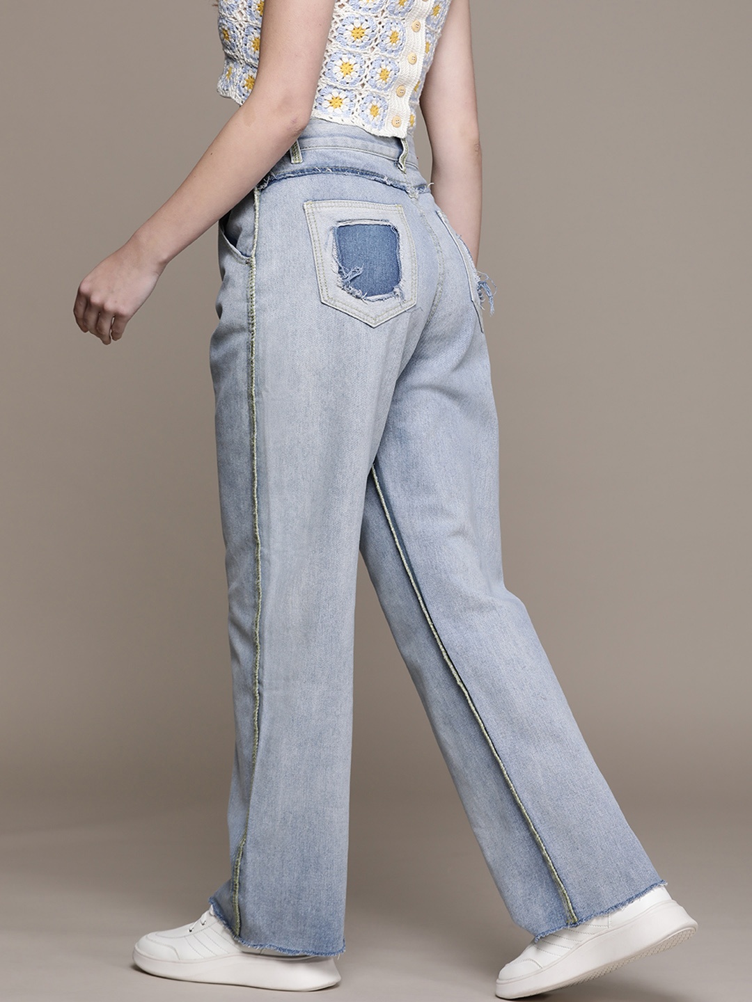 

URBANIC Women Blue Wide Leg High-Rise Light Fade Jeans