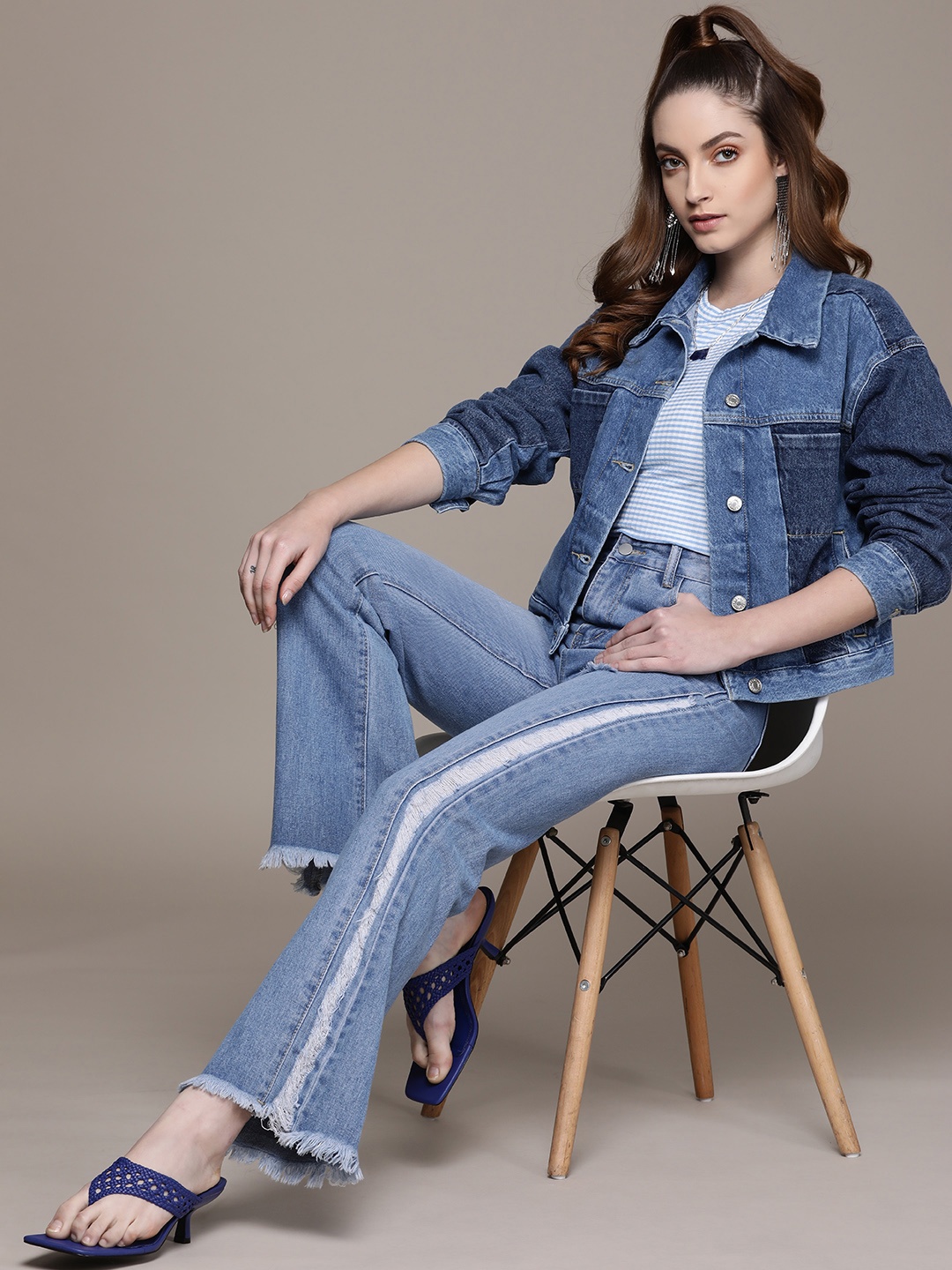 

URBANIC Women Blue Straight Fit High-Rise Highly Distressed Light Fade Jeans