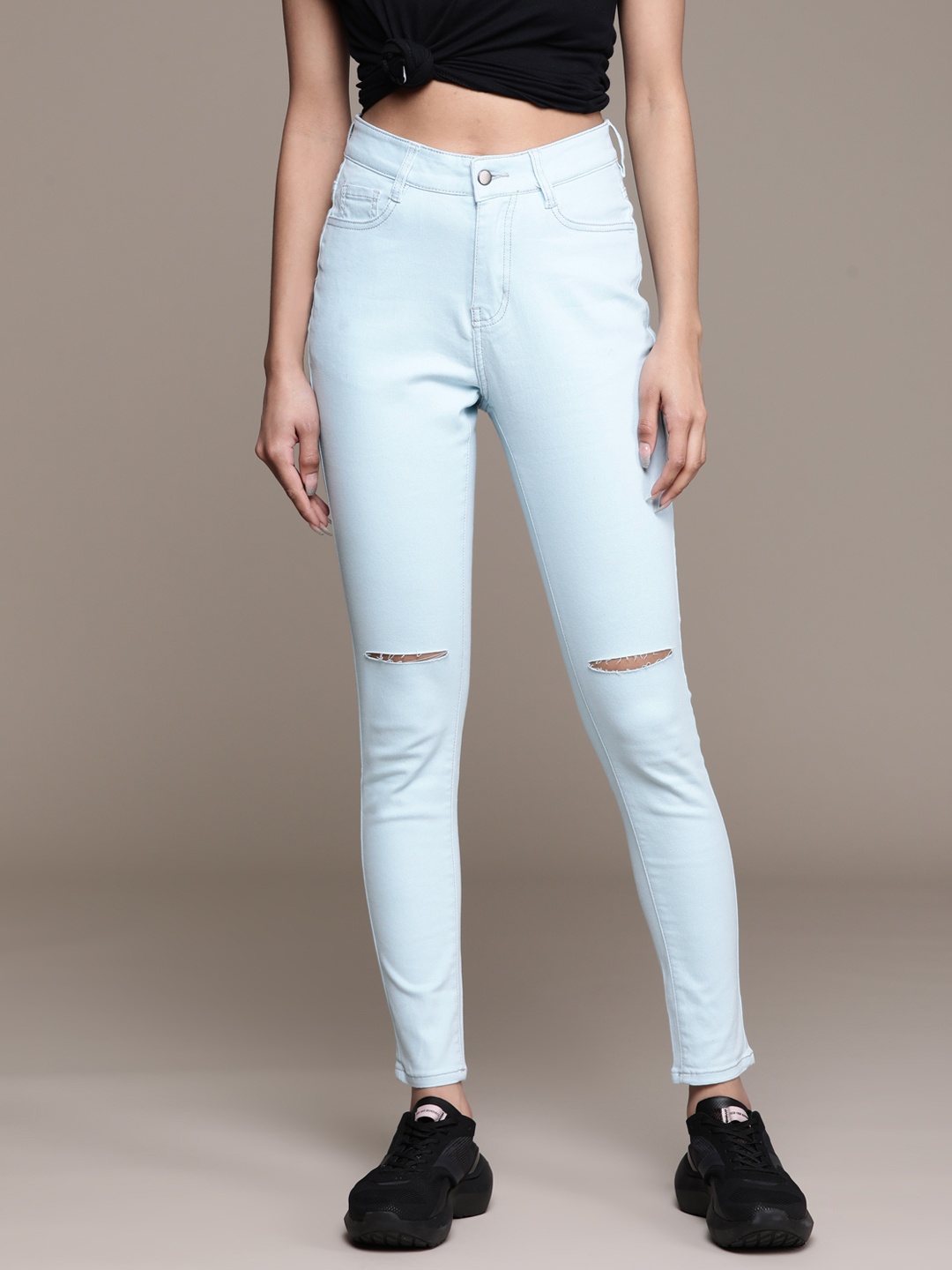 

URBANIC Women Blue Slim Fit Cotton Slash Knee Stretchable Jeans