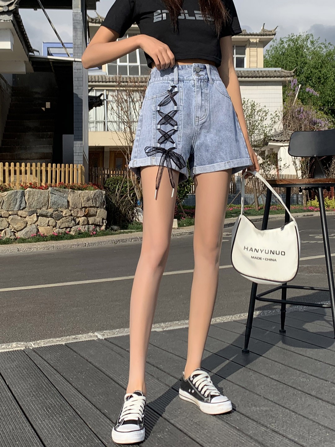 

URBANIC Women Blue Pure Cotton Denim Shorts
