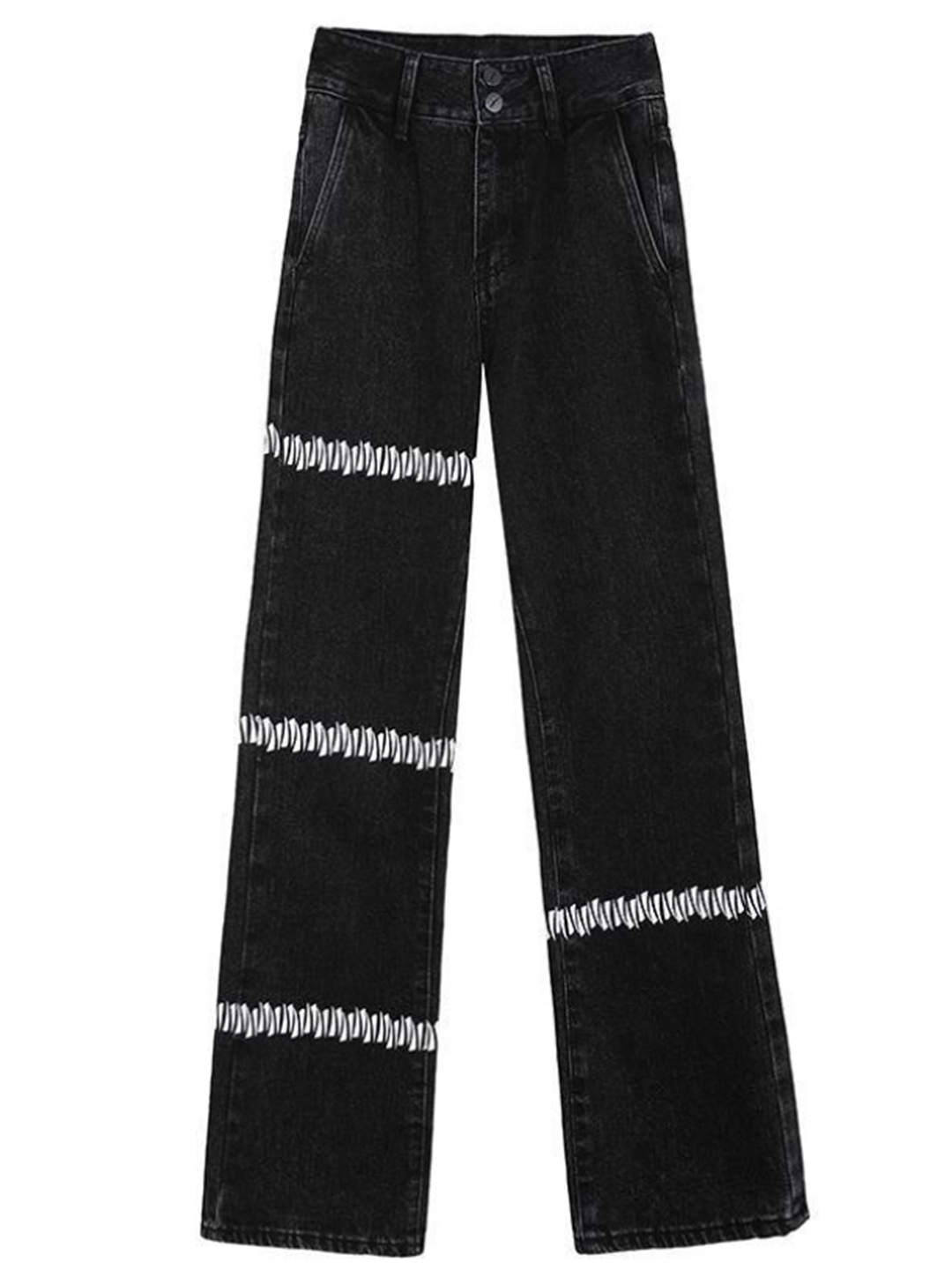 

URBANIC Women Black & White Cotton Straight Fit Clean Look Printed Jeans