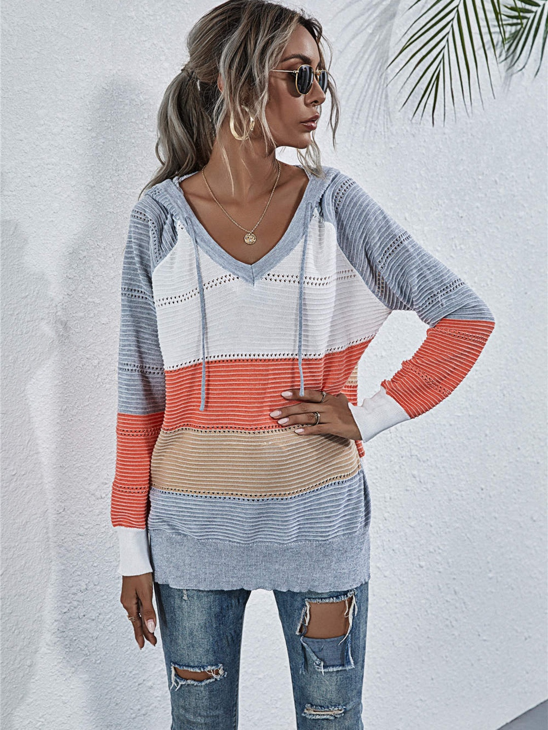 

URBANIC Women Multicoloured Colourblocked Pullover, Multi
