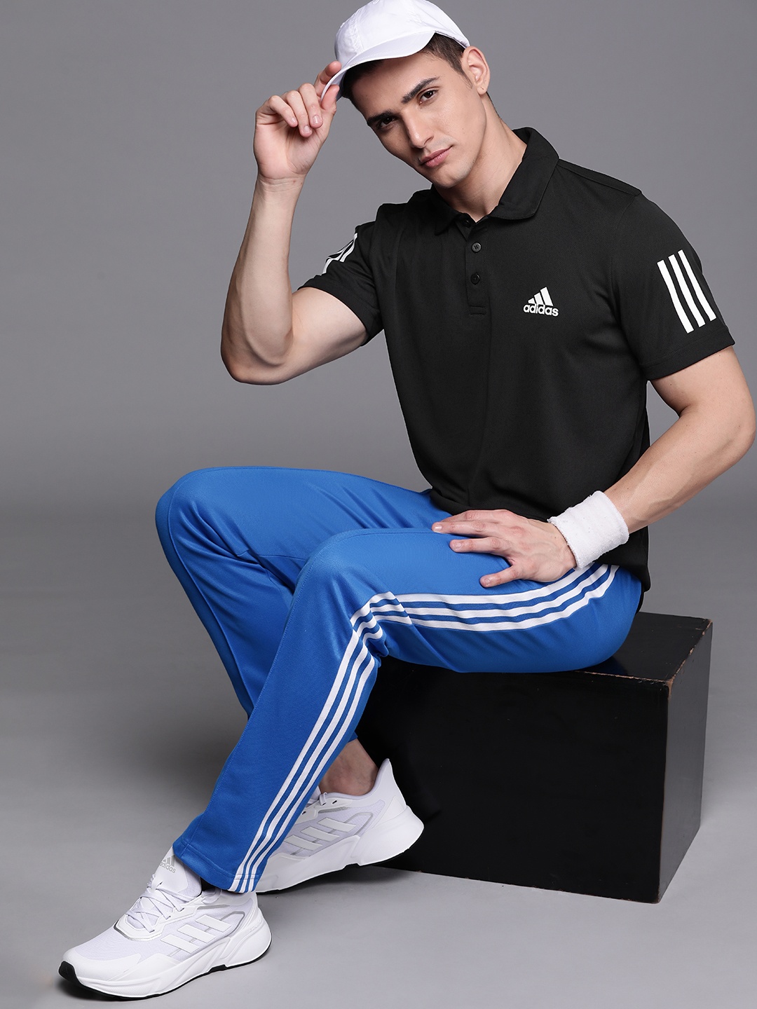 

ADIDAS Men Black TP Polo Collar Solid Tennis Sustainable T-shirt