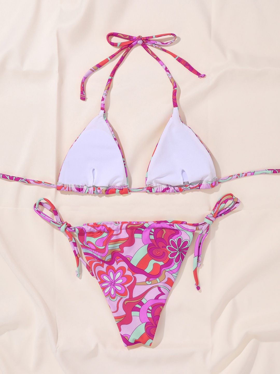 

URBANIC Women Purple & Red Floral Digital Print Padded Swim Bikini Set