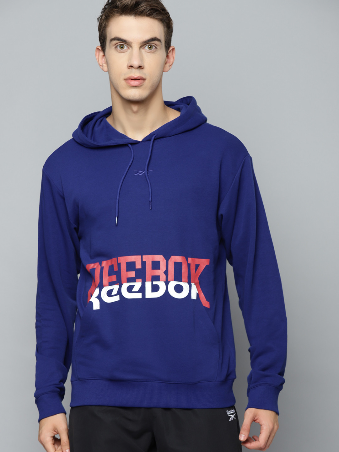 

Reebok Classic Unisex Blue Brand Logo Print Basketball Hoodie