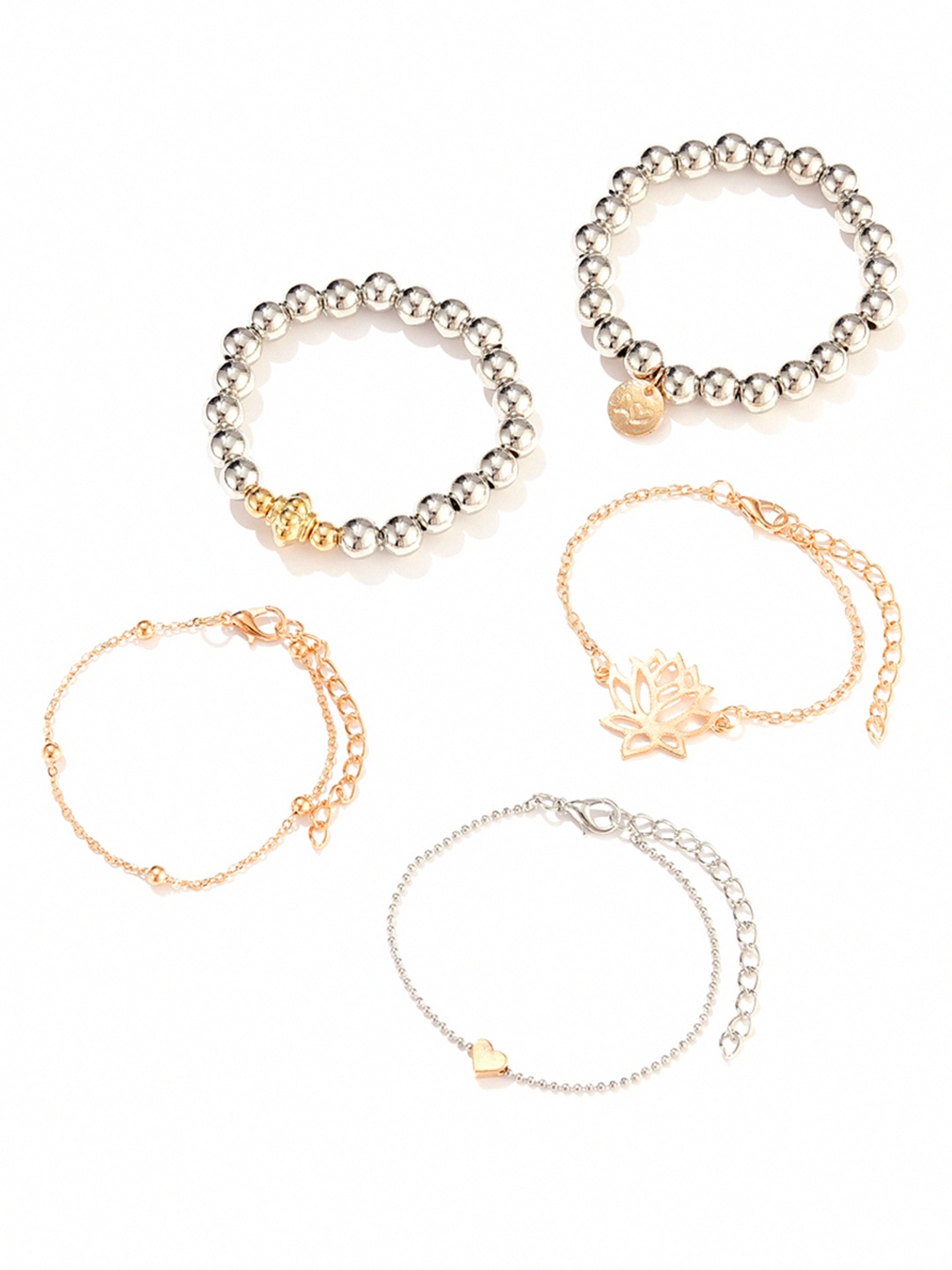 

URBANIC Women Set of 5 Bracelets, Silver
