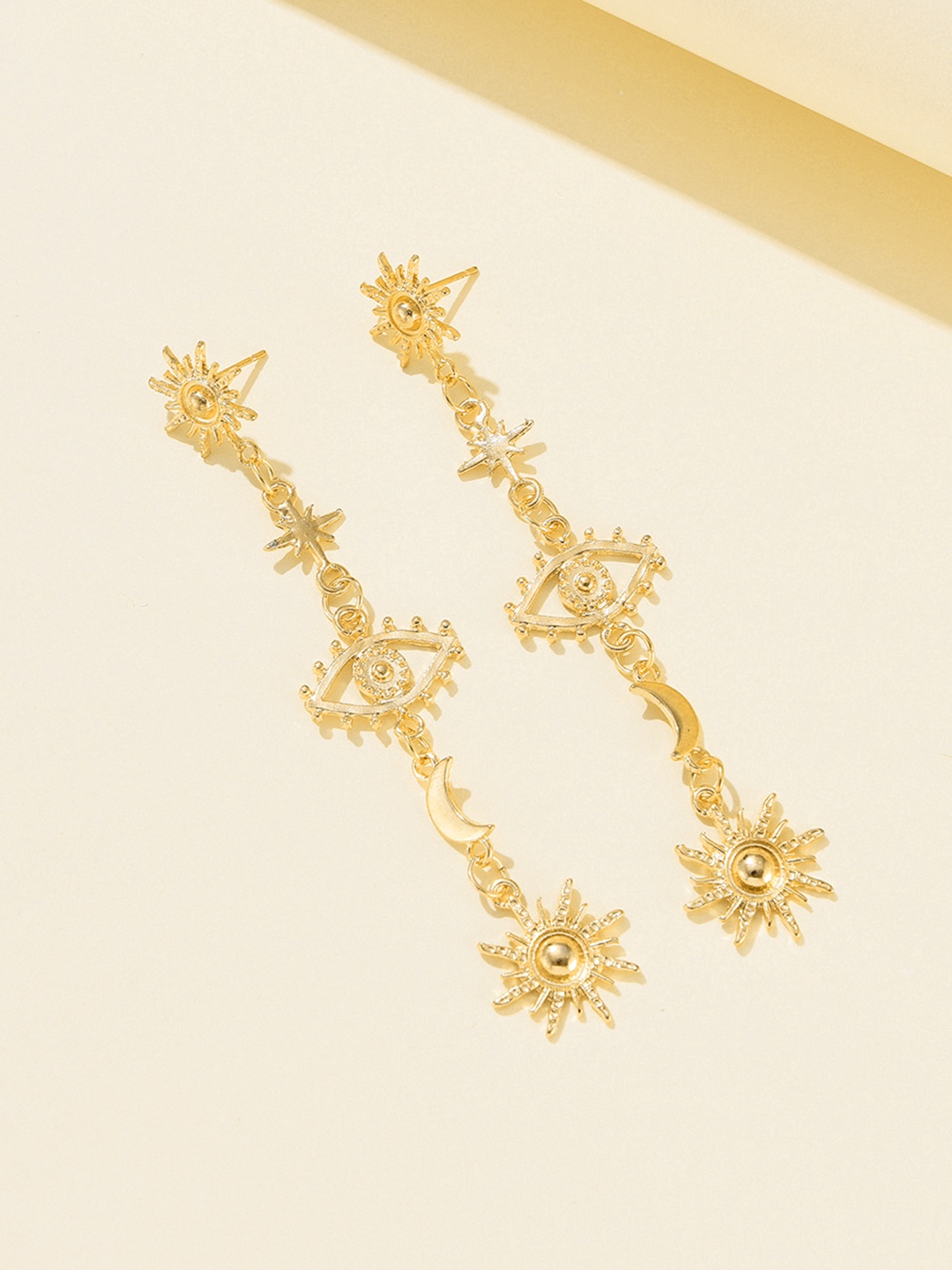 

URBANIC Gold-Toned Evil Eye Drop Earrings