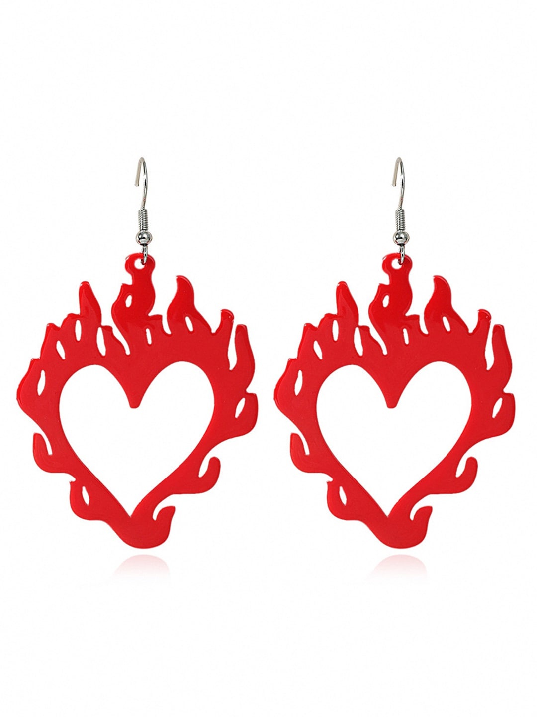 

URBANIC Red Heart Shaped Drop Earrings
