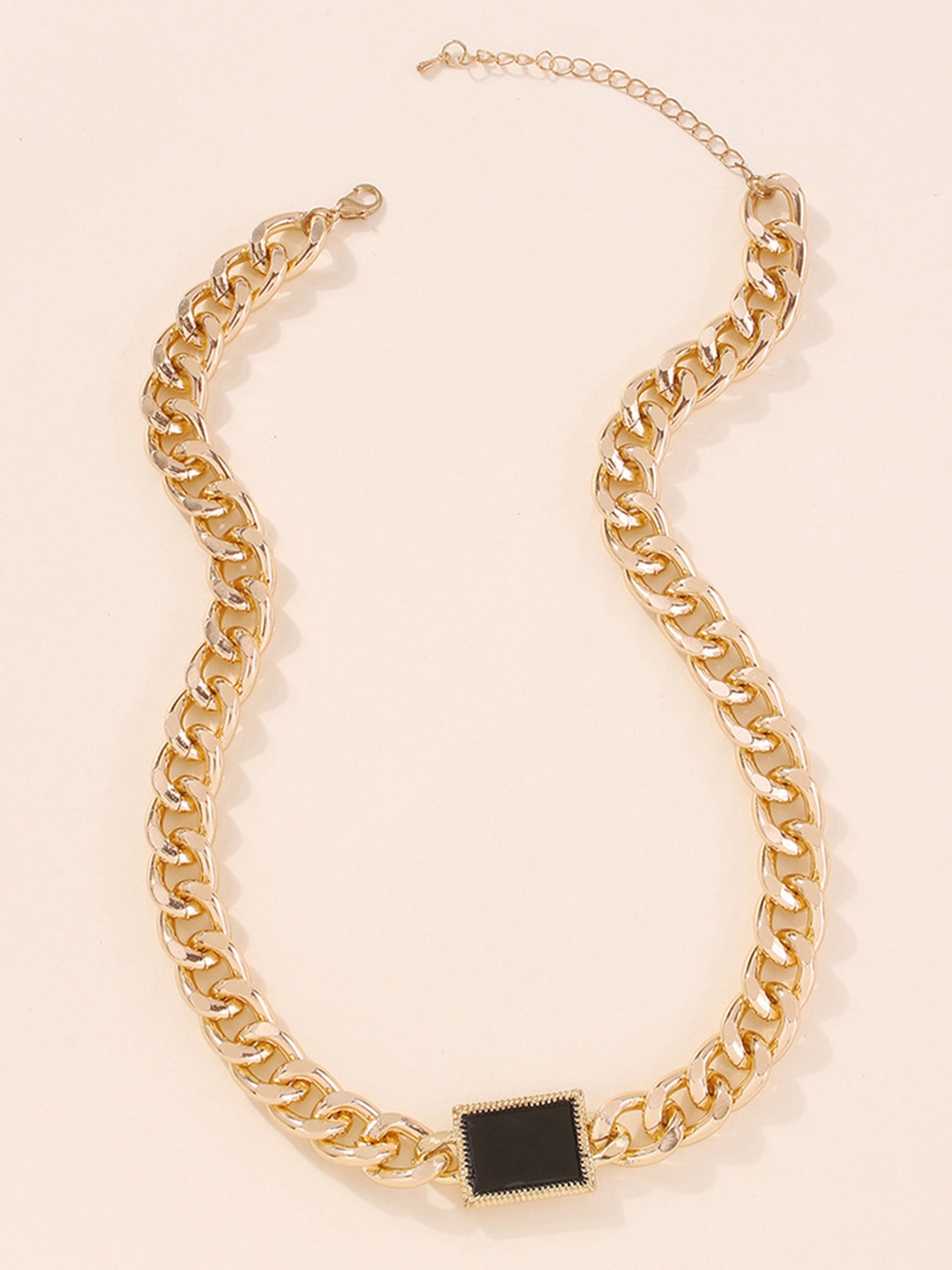 

URBANIC Gold-Toned & Black Enamelled Necklace