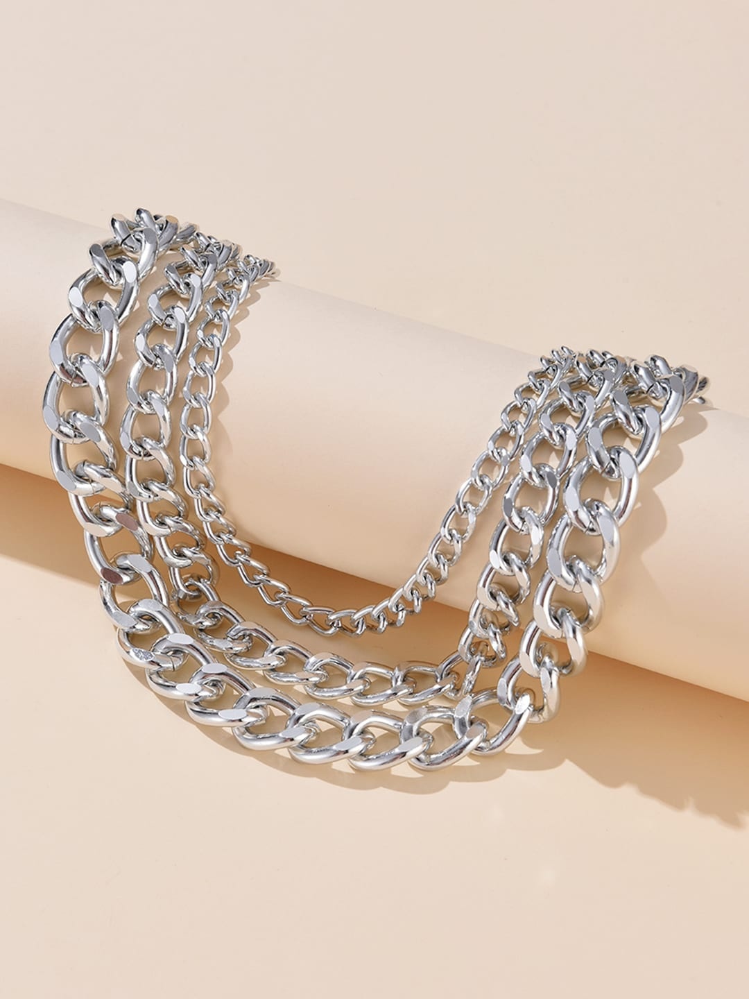 

URBANIC Set of 3 Silver-Toned Link Necklace