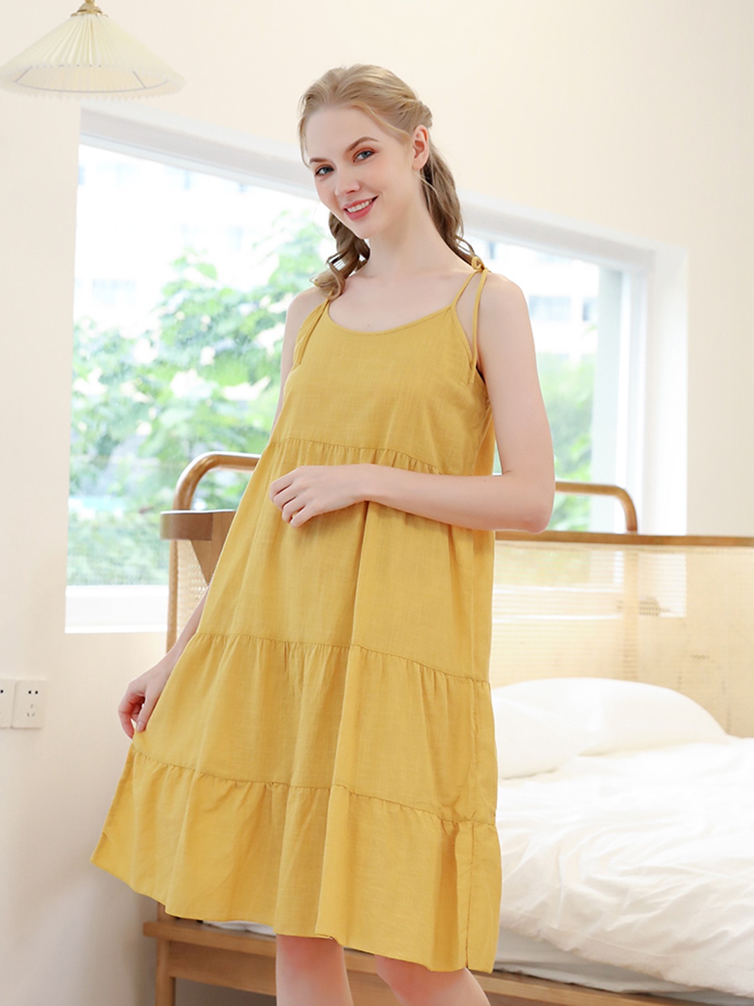 

URBANIC Yellow A-Line Dress