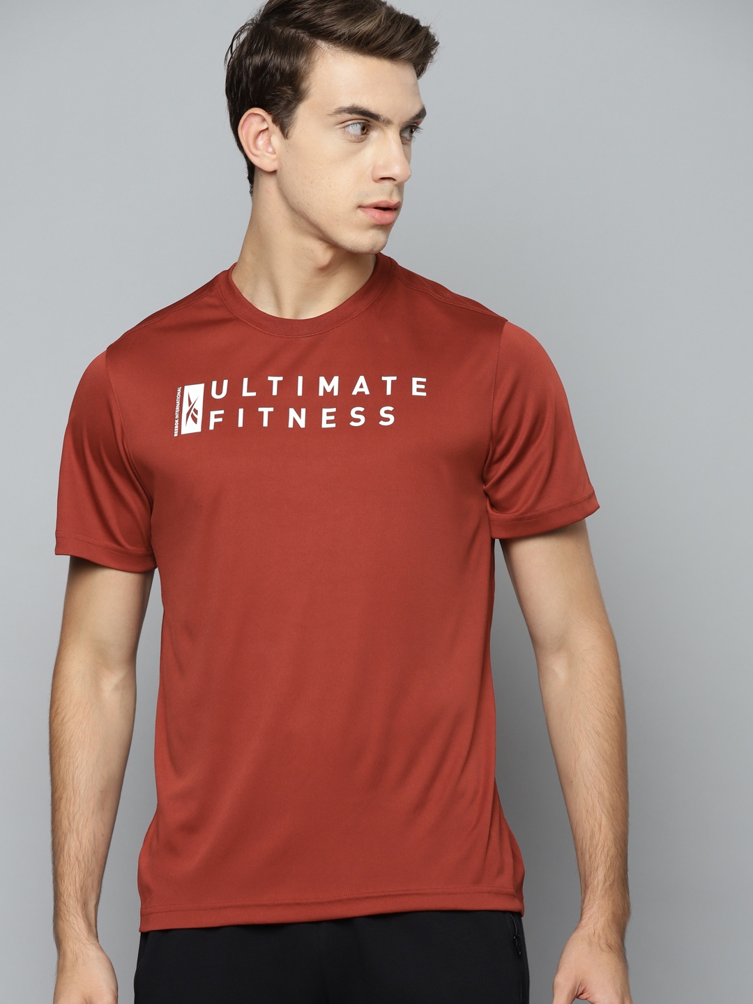 

Reebok Men Maroon Performance Training Typography Printed T-shirt