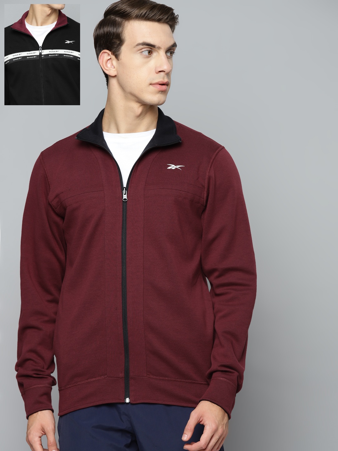 

Reebok Men Maroon & Black Prime Reversible Training Jacket