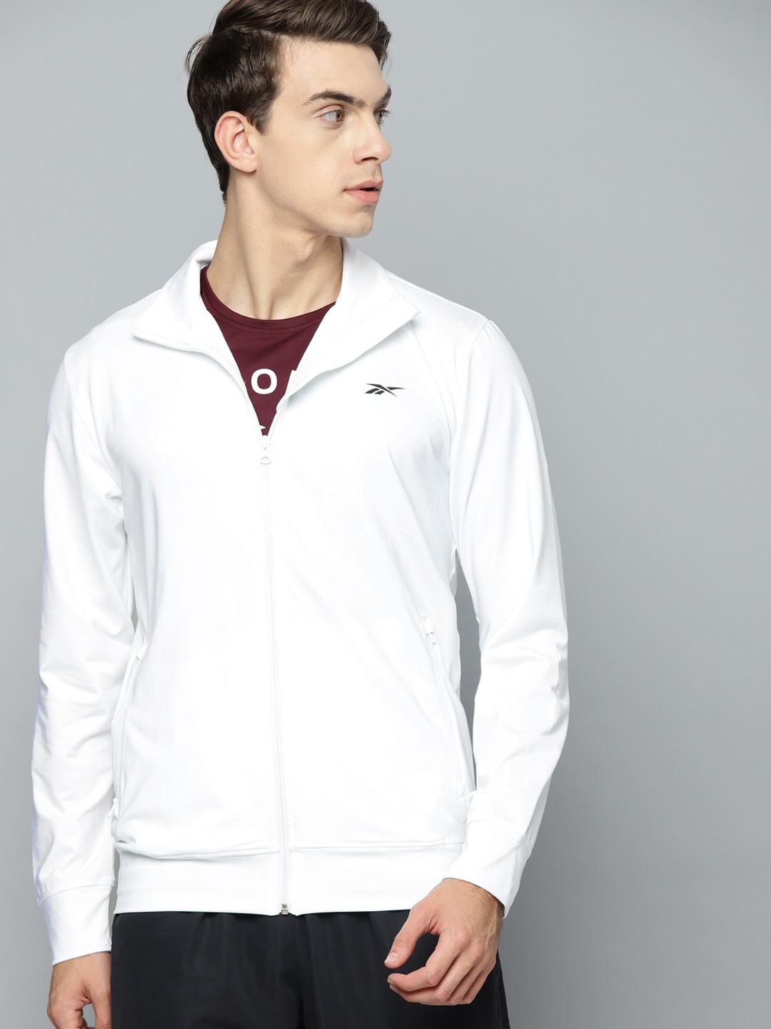 

Reebok Men White Training or Gym Sporty Jacket