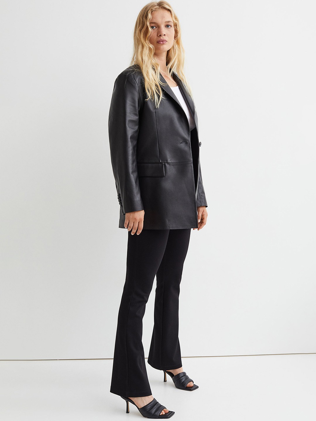 

H&M Women Black Solid High Rise Flared Leggings