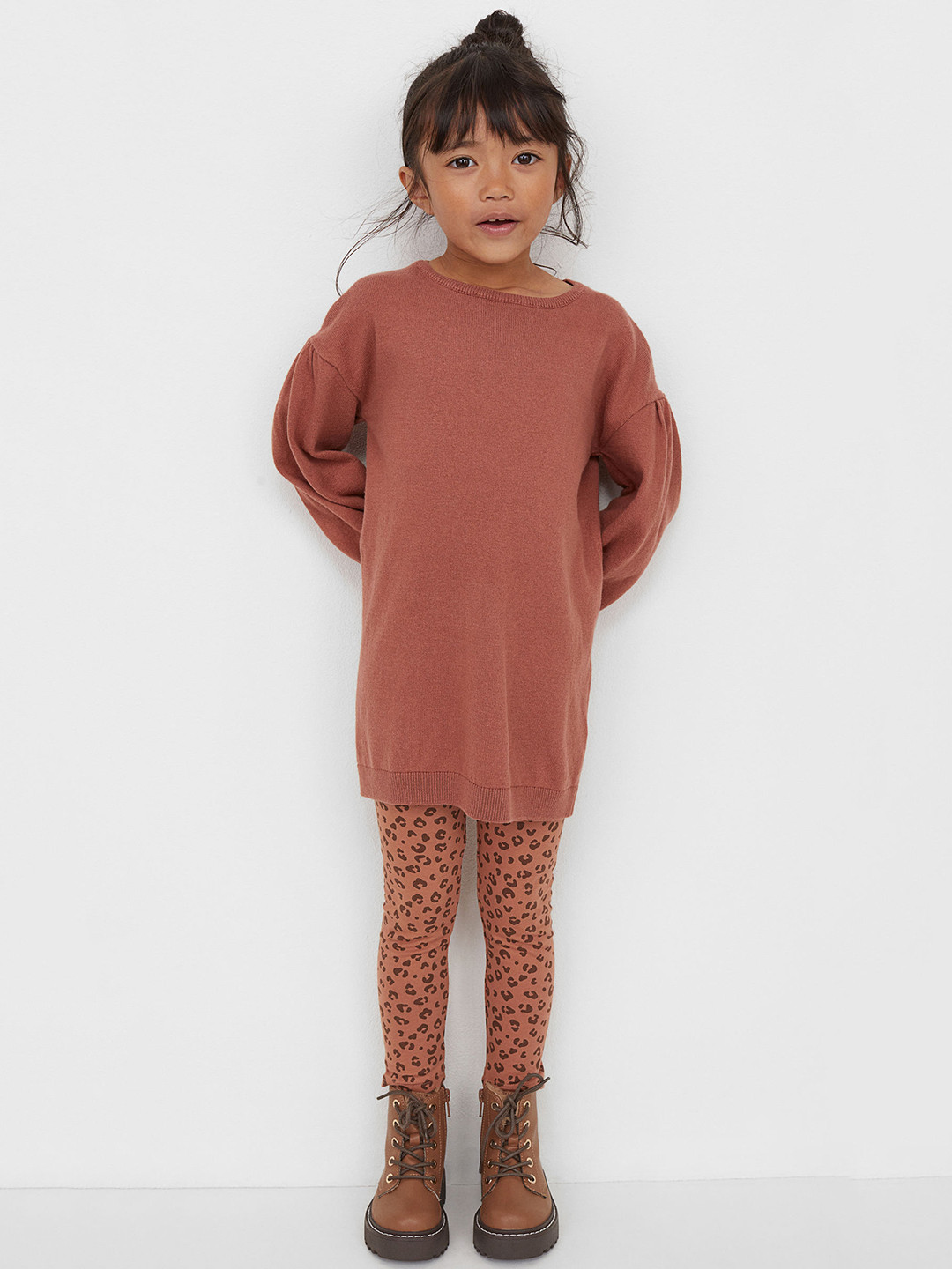 

H&M Kids Girls Rust & Black Solid 2-piece Cotton Set