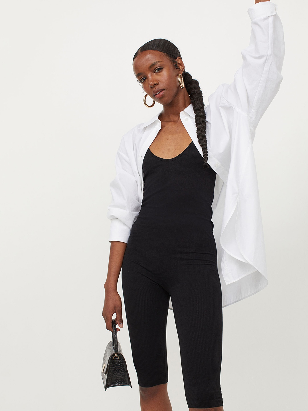 

H&M Women Black Seamless Jumpsuit