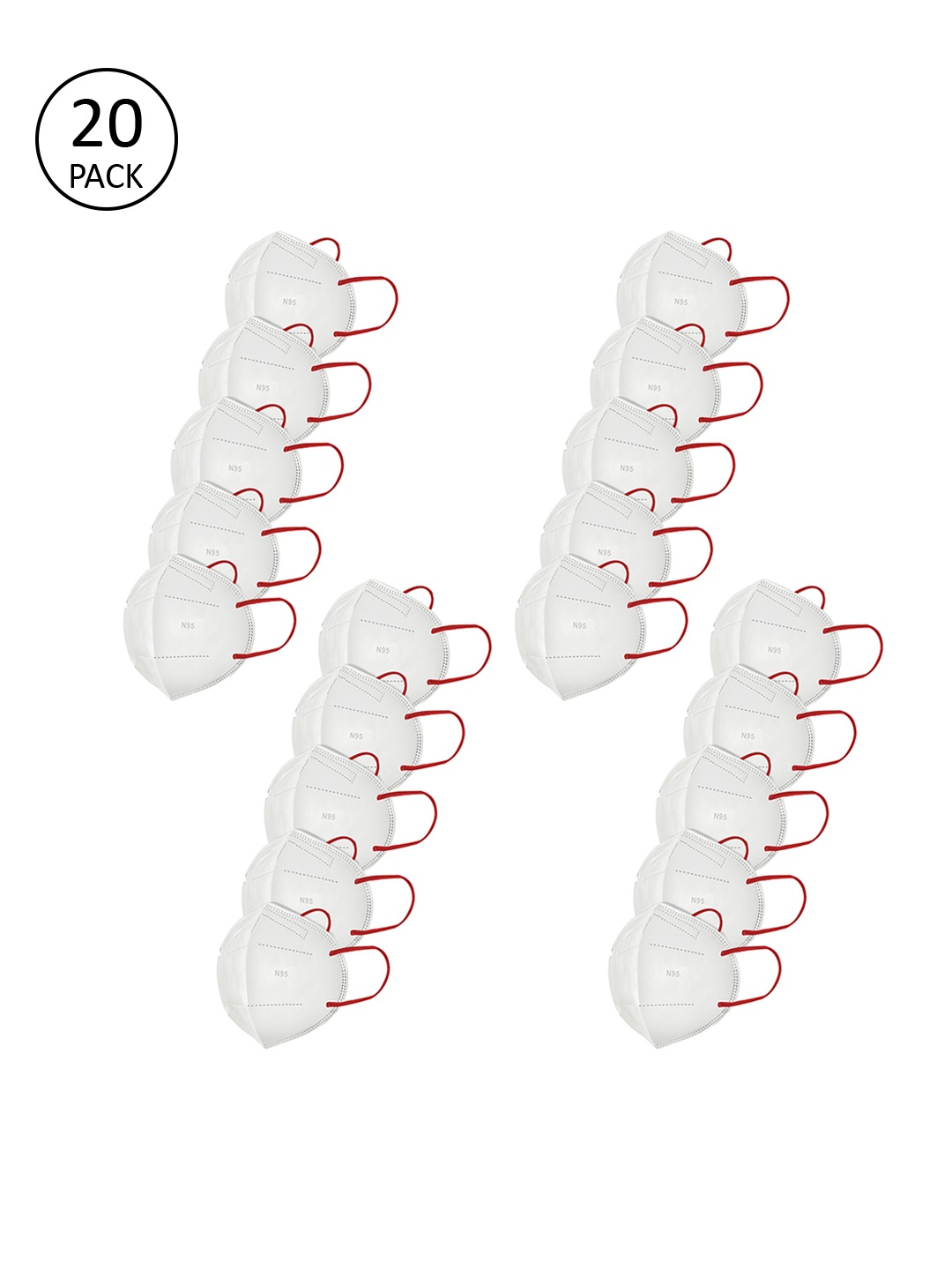 

LOIS CARON Unisex Pack Of 20 White Solid 5-Ply Reusable Anti-Pollution N95 Masks