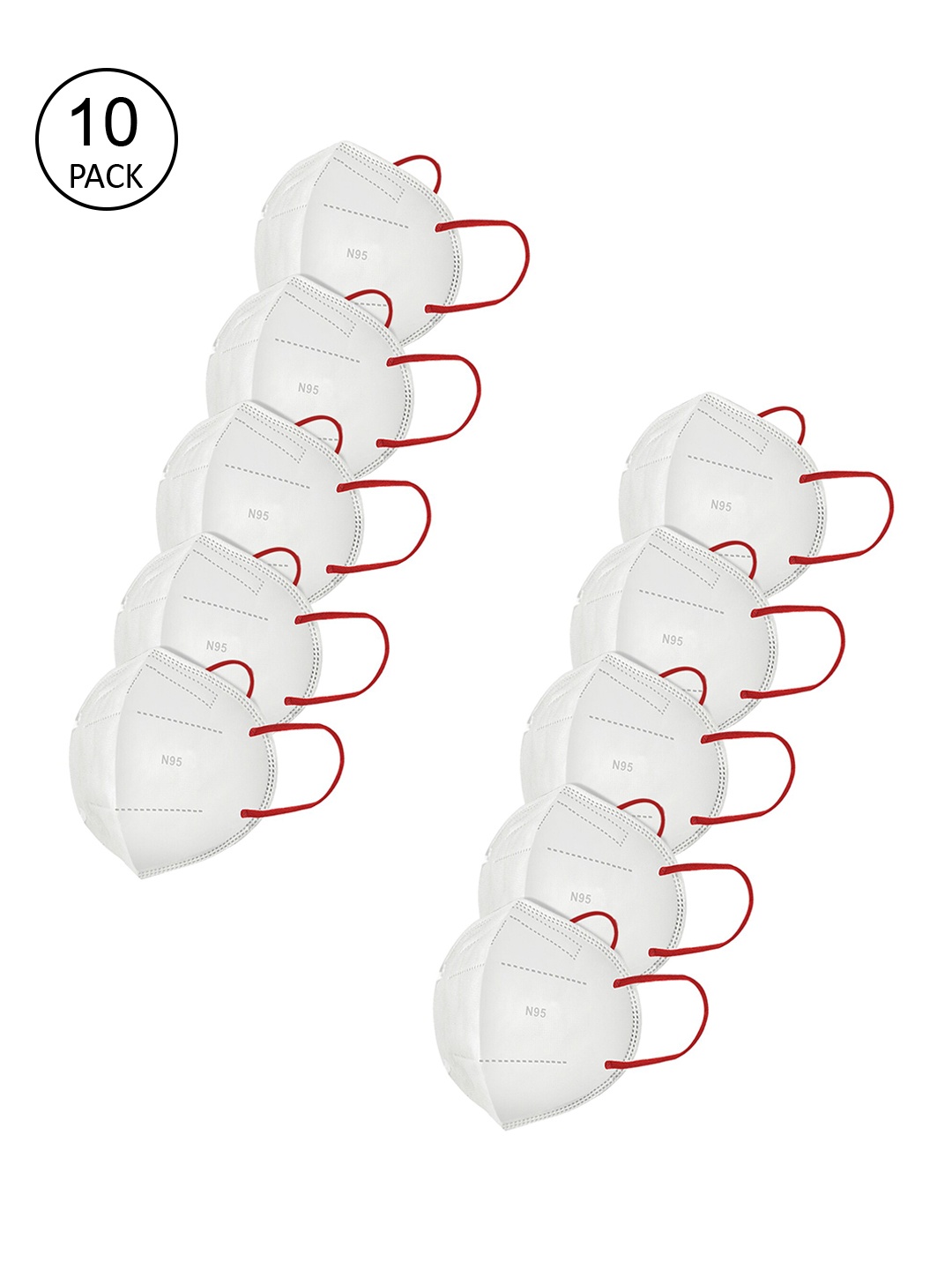 

LOIS CARON Unisex Pack Of 10 White Solid 5-Ply Reusable Anti-Pollution N95 Masks