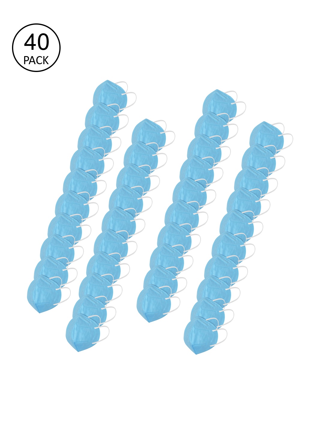 

LOIS CARON Unisex Pack Of 40 Blue Solid 5-Ply Reusable Anti-Pollution N95 Masks
