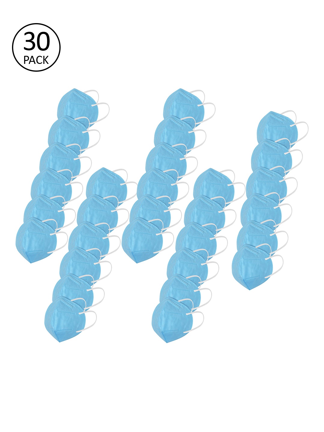 

LOIS CARON Unisex Pack Of 30 Blue Solid 5-Ply Reusable Anti-Pollution N95 Masks