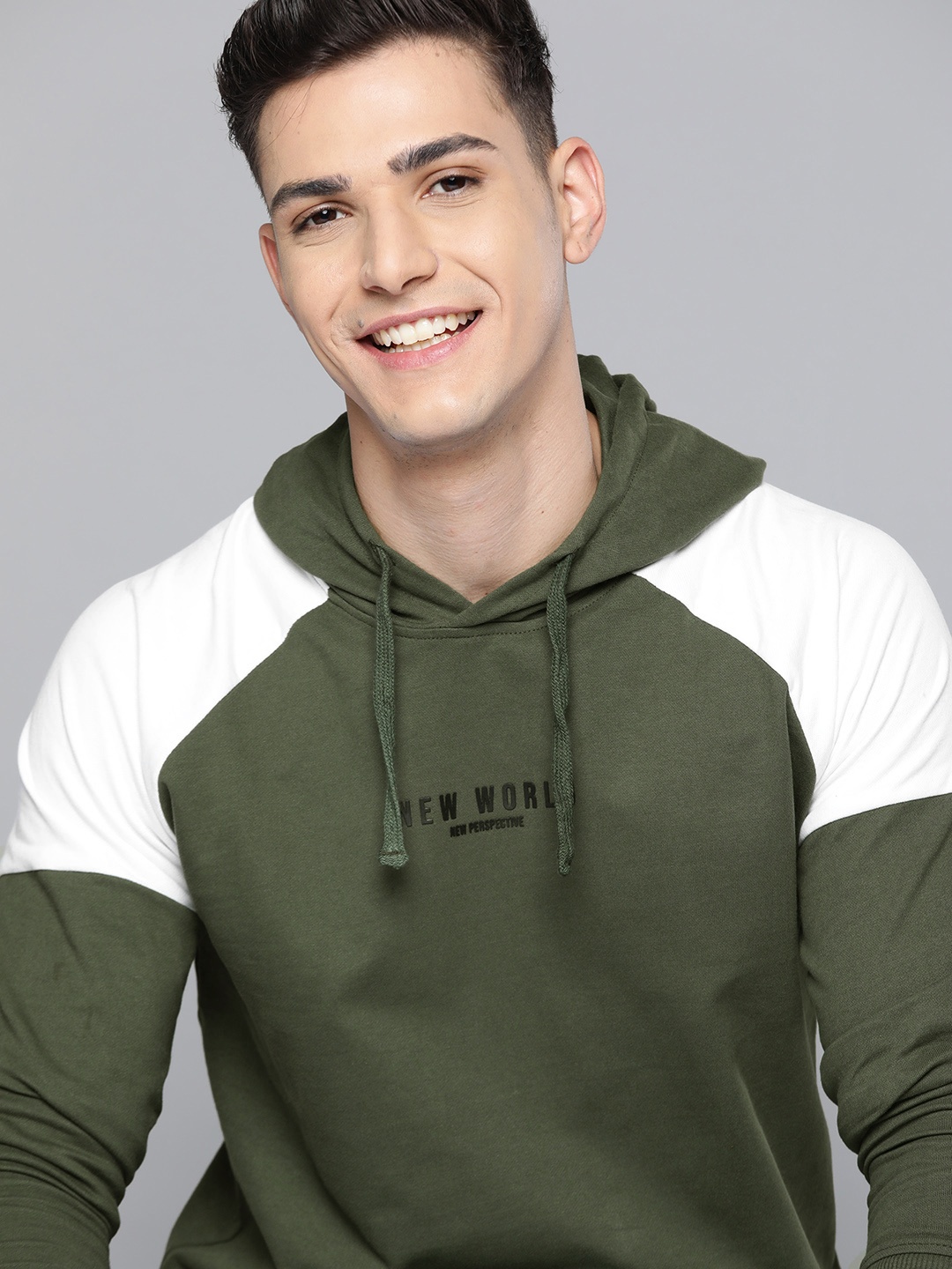 

Mast & Harbour Men Olive Green With Print Detail Cotton Sweatshirt