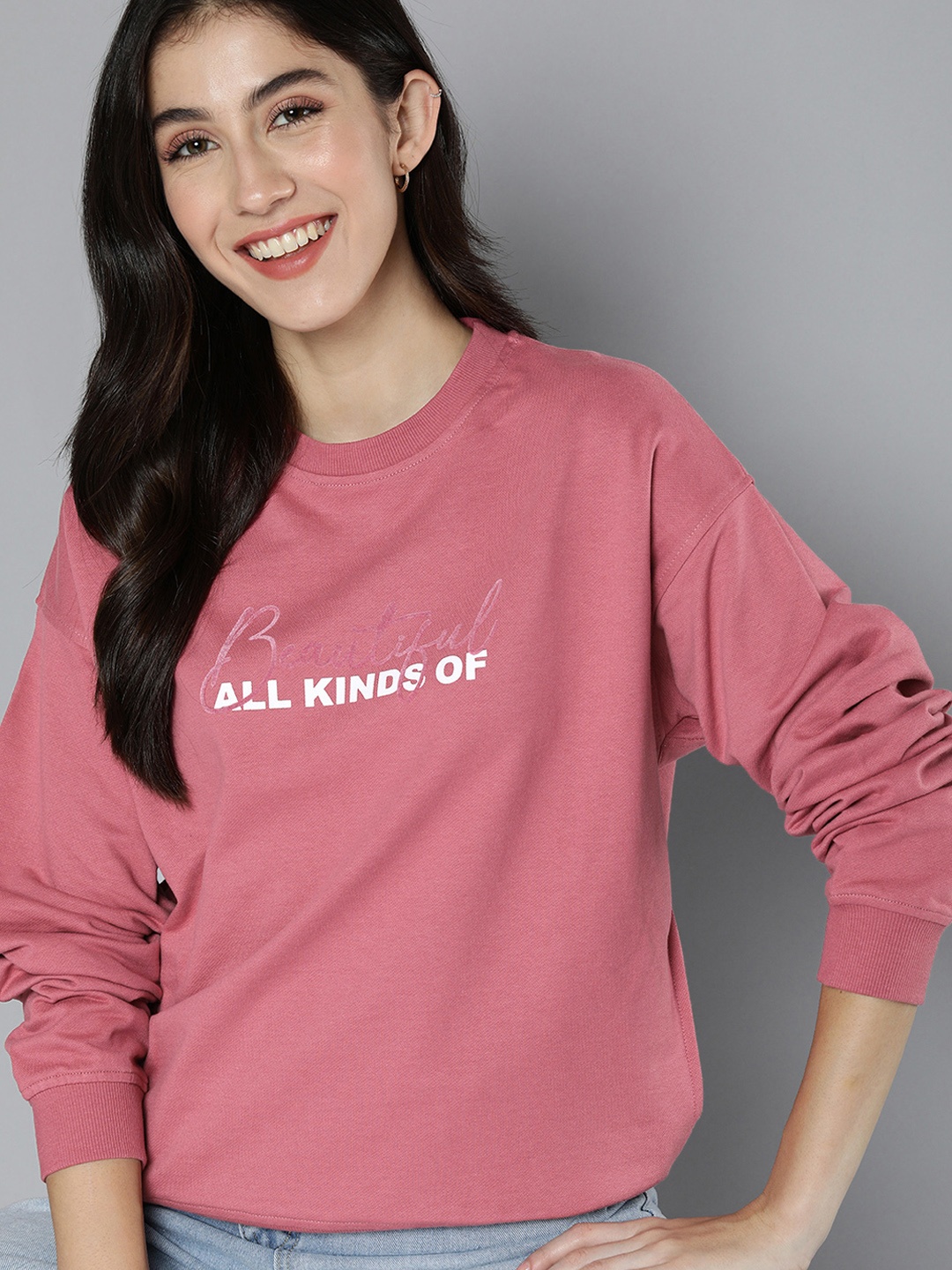 

Mast & Harbour Women Printed Pure Cotton Sweatshirt, Rust