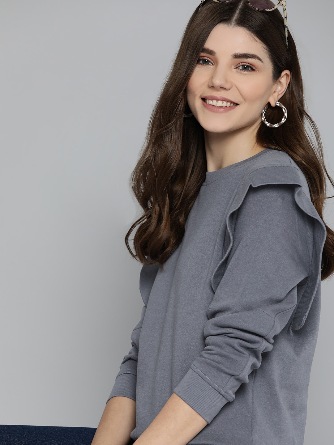 

Mast & Harbour Women Grey Sweatshirt