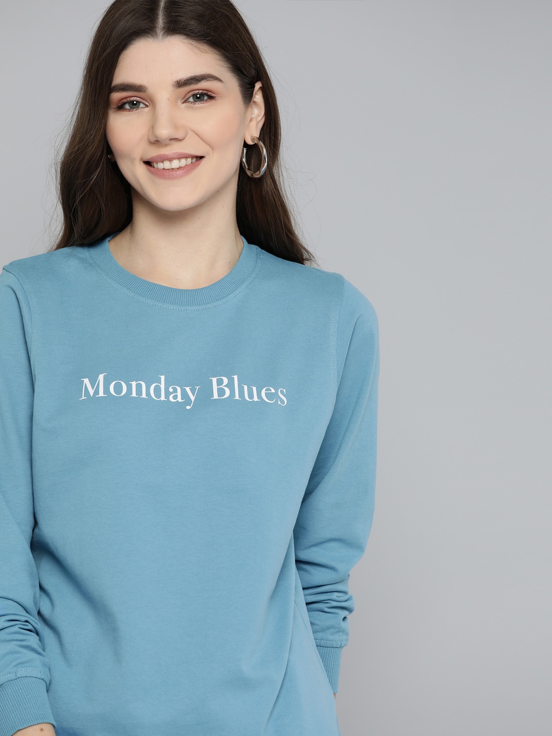 

Mast & Harbour Women Blue Pure Cotton Printed Sweatshirt