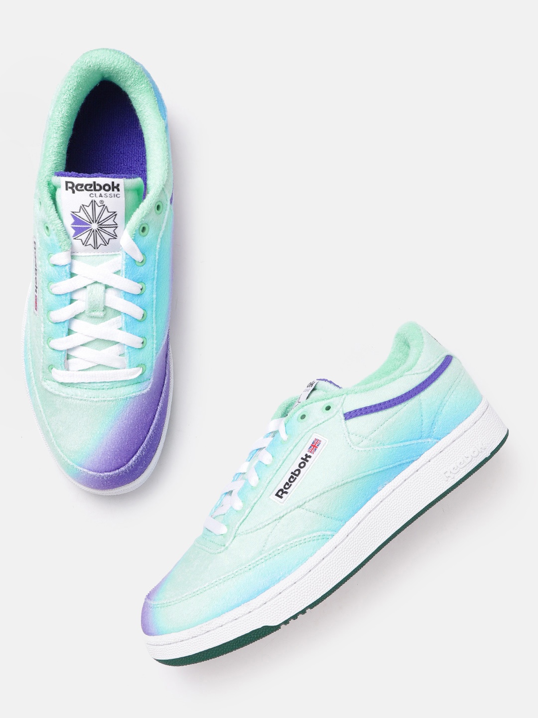 

Reebok Classic Men Green & Purple Ombre Daniel Moon Club C 85 Sneakers