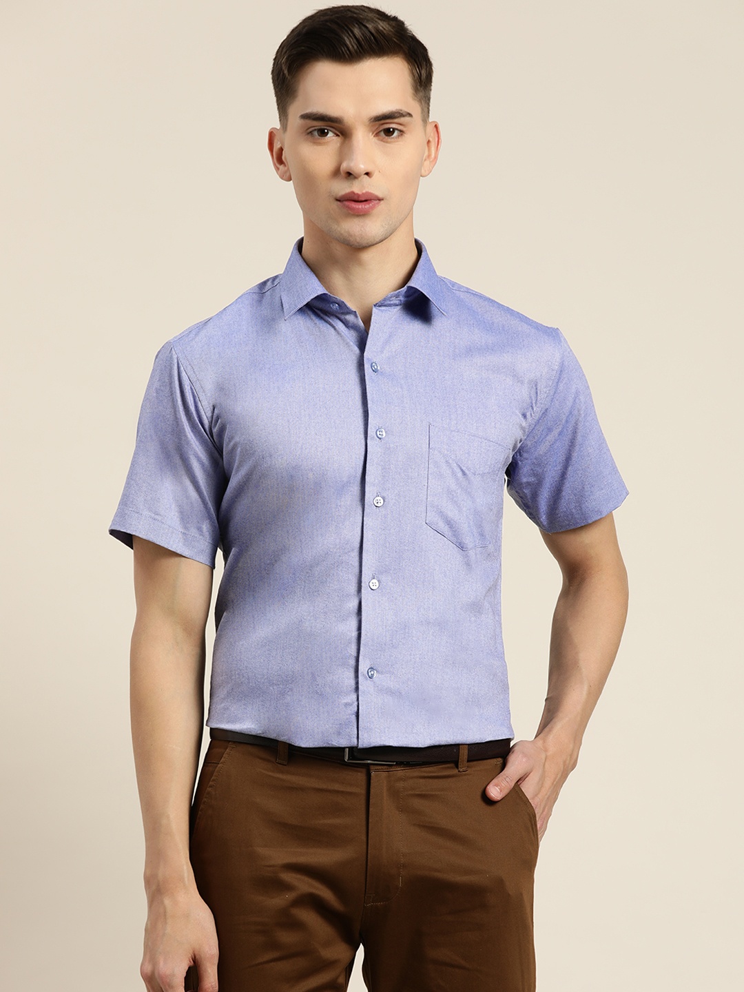 

Hancock Men Blue Slim Fit Oxford Formal Shirt