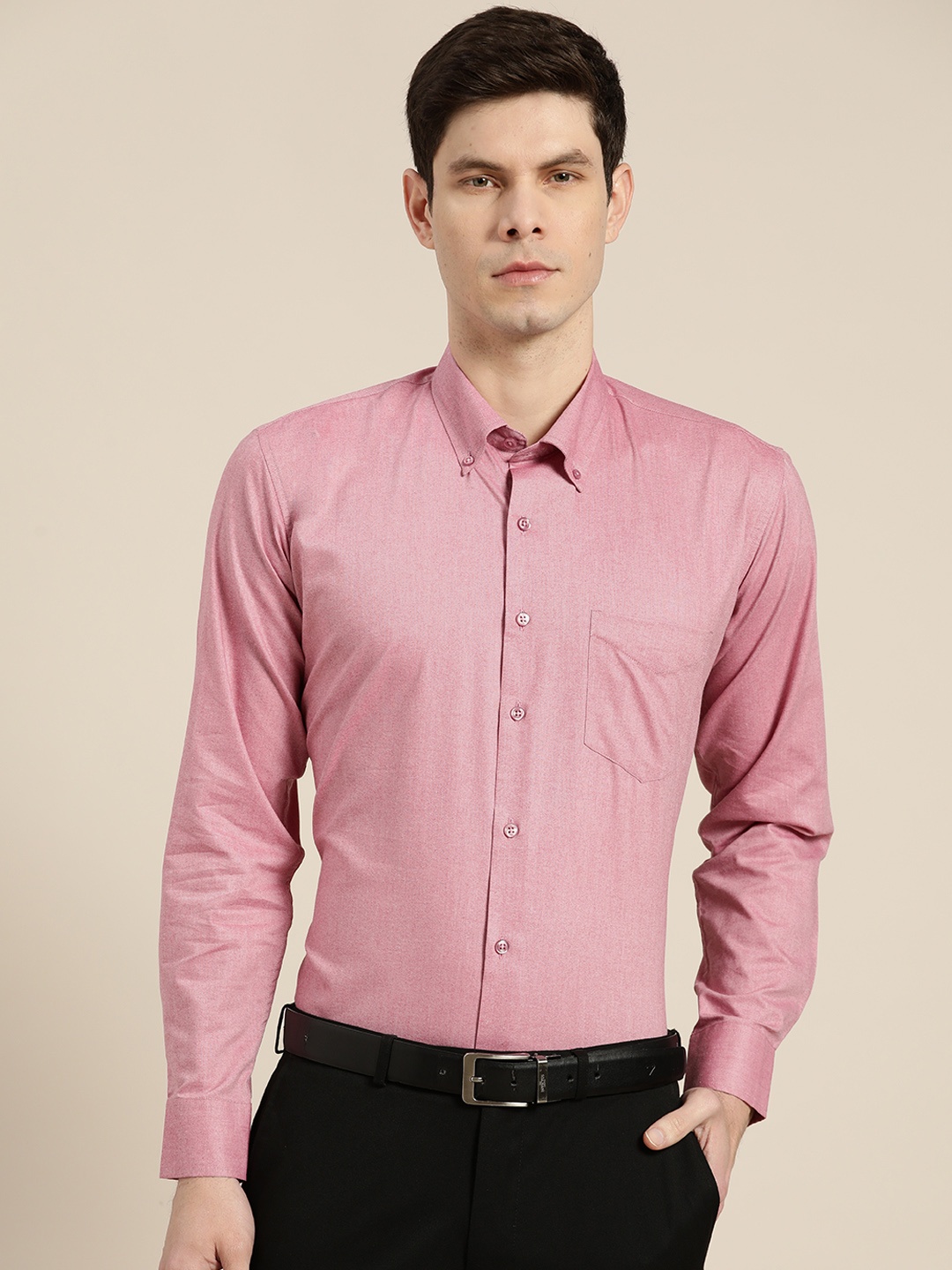 

Hancock Men Pink Slim Fit Opaque Formal Shirt