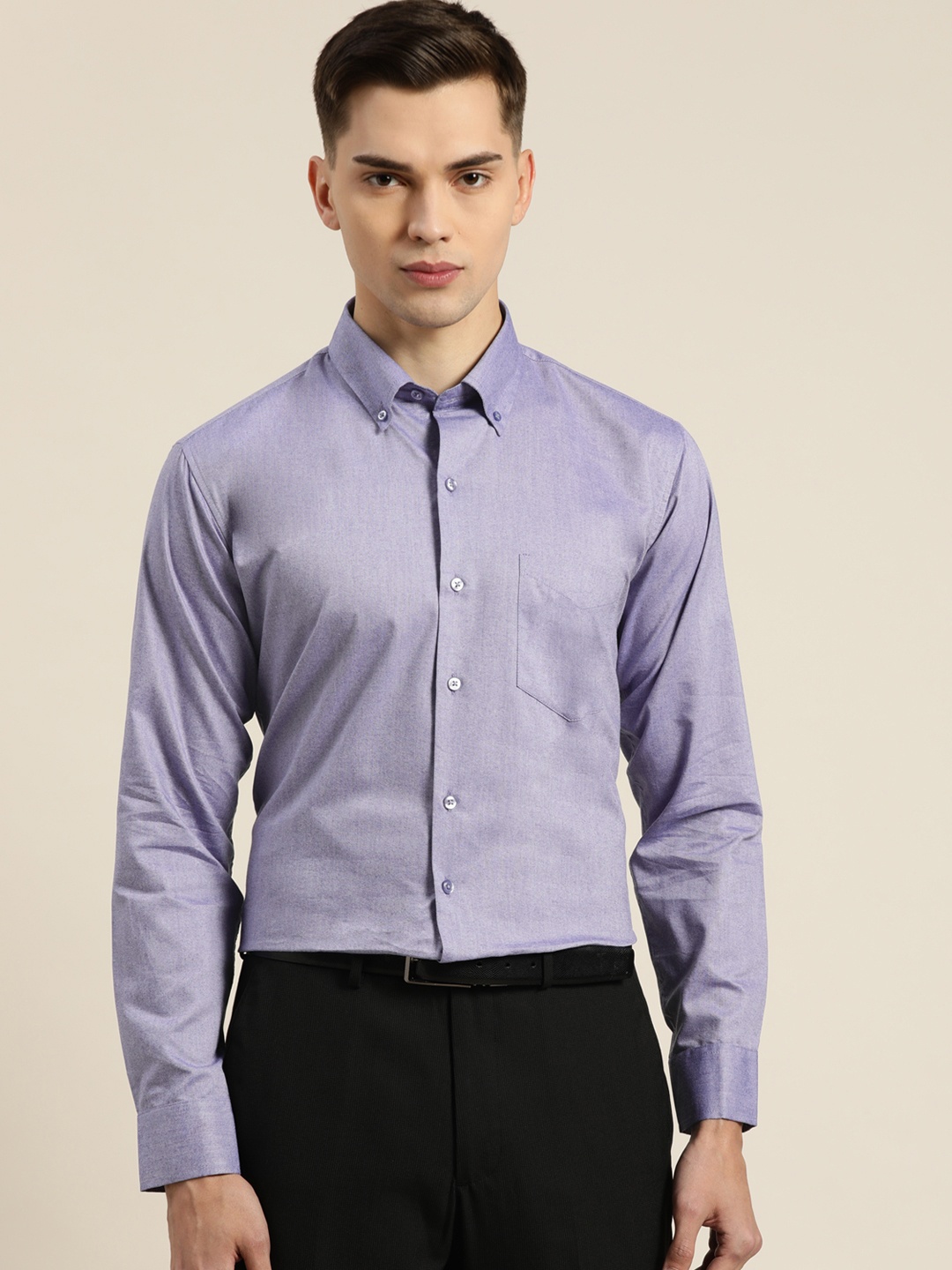 

Hancock Men Blue Slim Fit Formal Shirt