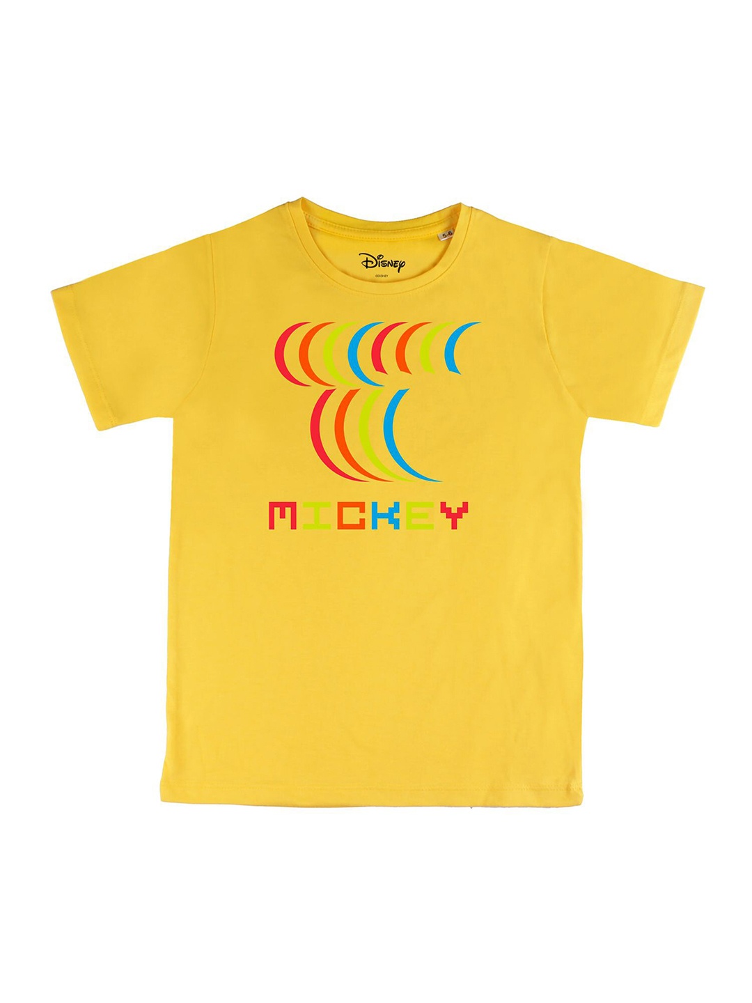 

Disney by Wear Your Mind Boys Yellow Typography Printed Cotton Pure Cotton T-shirt