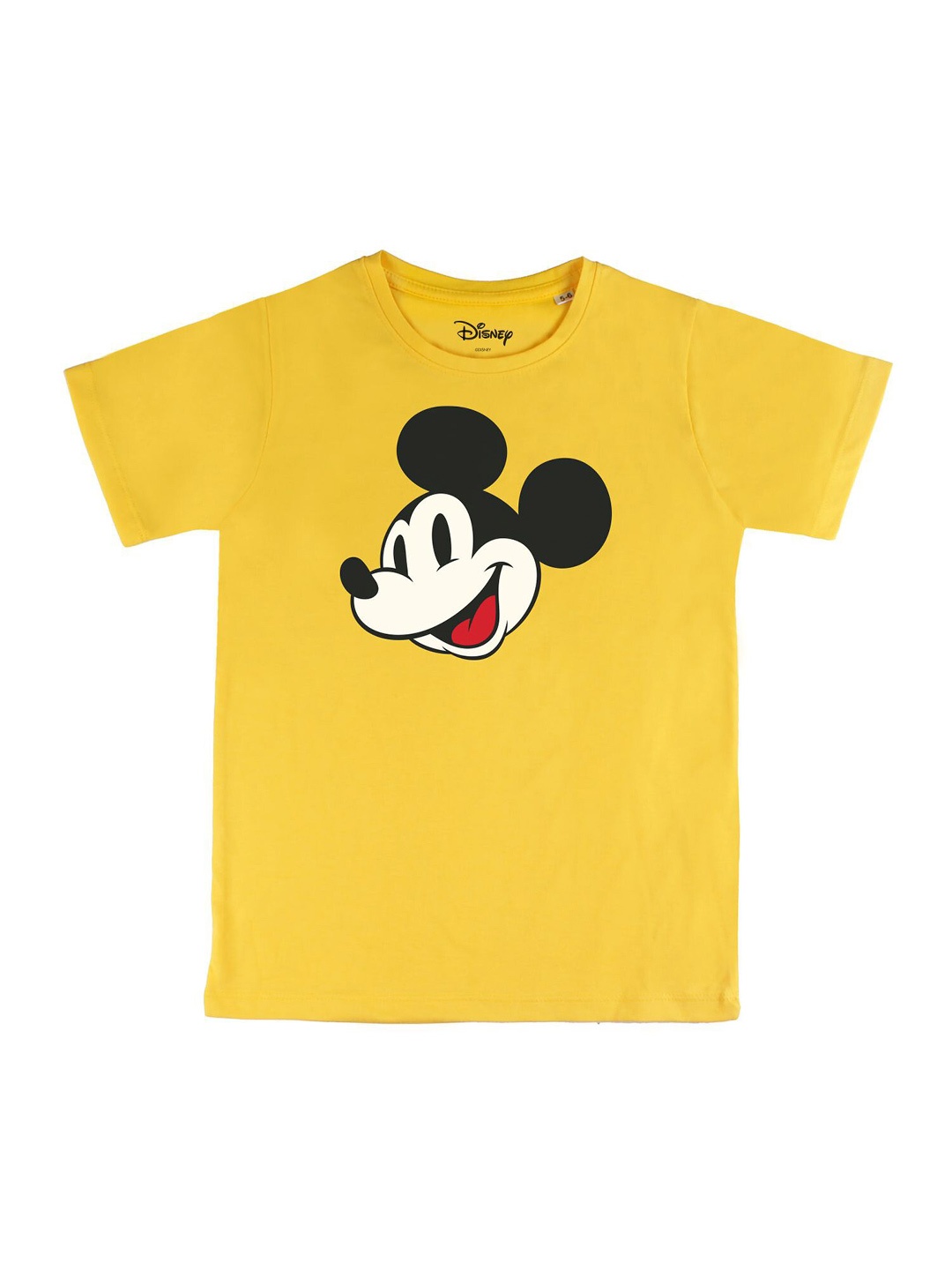 

Disney by Wear Your Mind Boys Yellow Black Mickey Mouse Printed Pure Cotton T-shirt