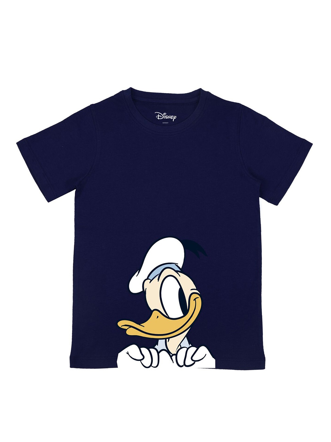 

Disney by Wear Your Mind Boys Navy Blue Donald Duck Printed Raw Edge T-shirt