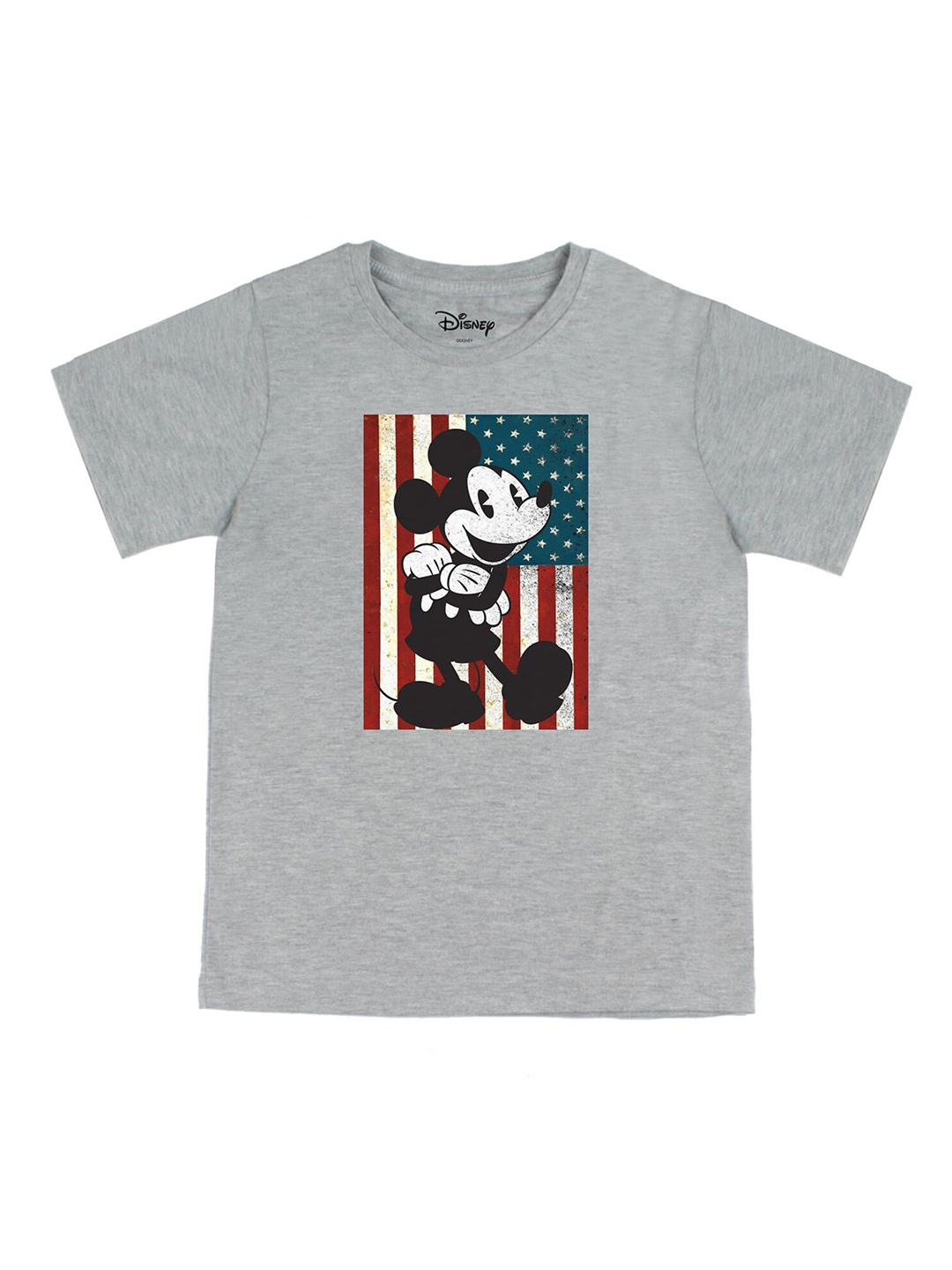 

Disney by Wear Your Mind Boys Grey Black Mickey Mouse Pure Cotton T-shirt