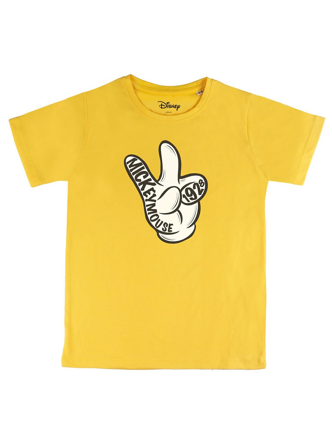 

Disney by Wear Your Mind Boys Yellow White Printed Cotton Pure Cotton T-shirt