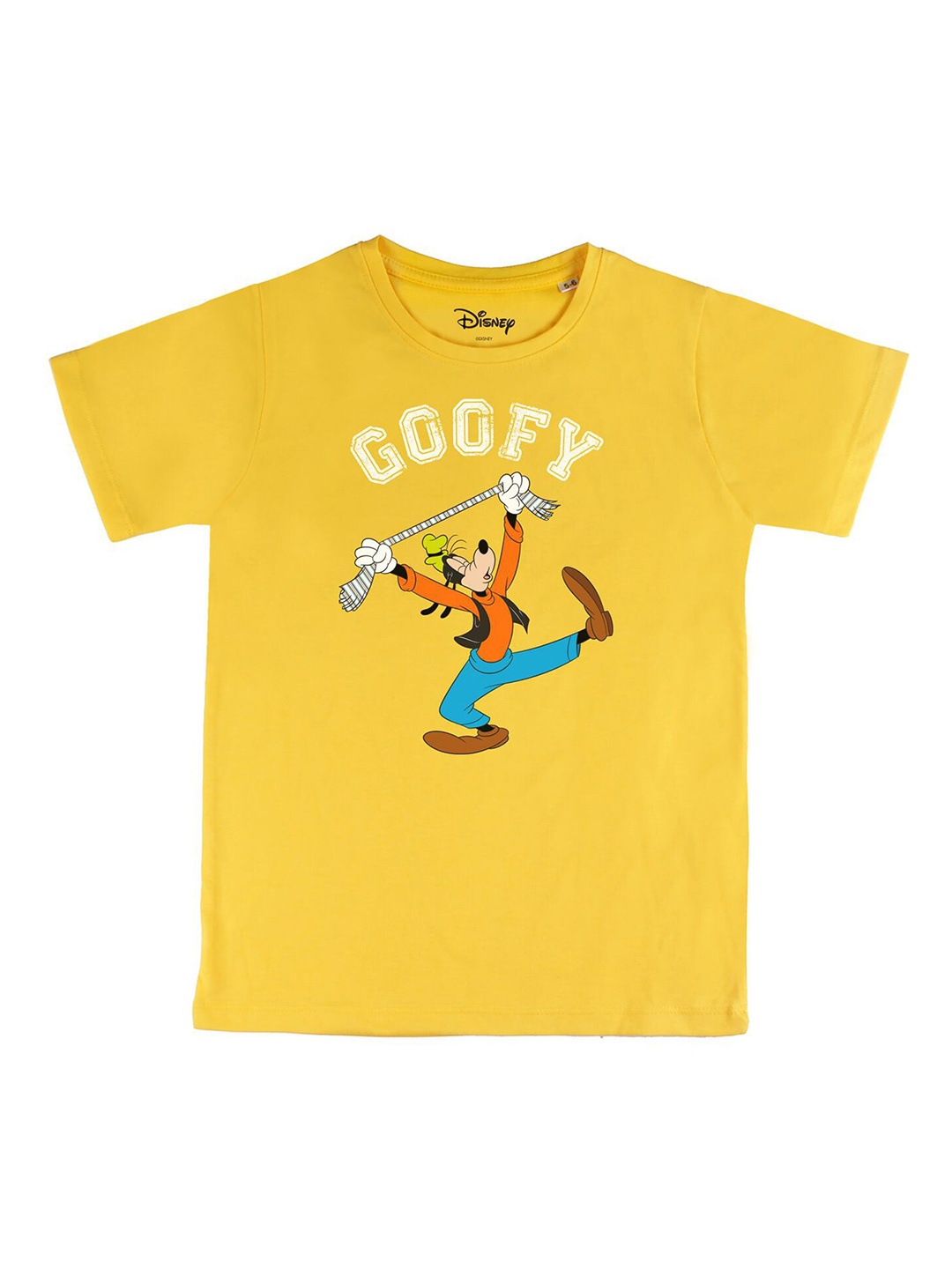 

Disney by Wear Your Mind Boys Yellow Orange Goofy Printed Pure Cotton T-shirt