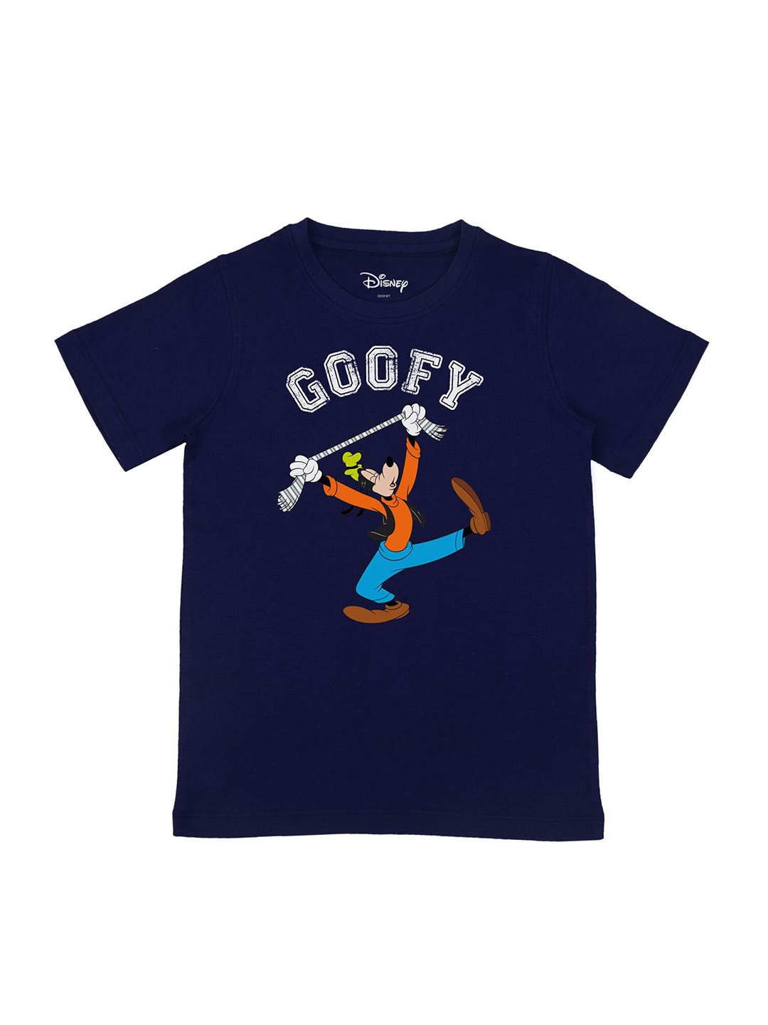 

Disney by Wear Your Mind Boys Navy Blue Printed Raw Edge T-shirt