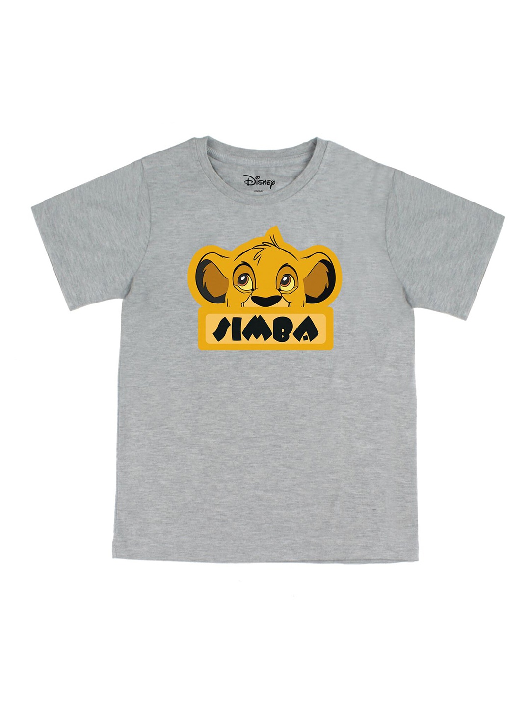 

Disney by Wear Your Mind Boys Grey Mustard Yellow Simba Printed Cotton Pure Cotton T-shirt