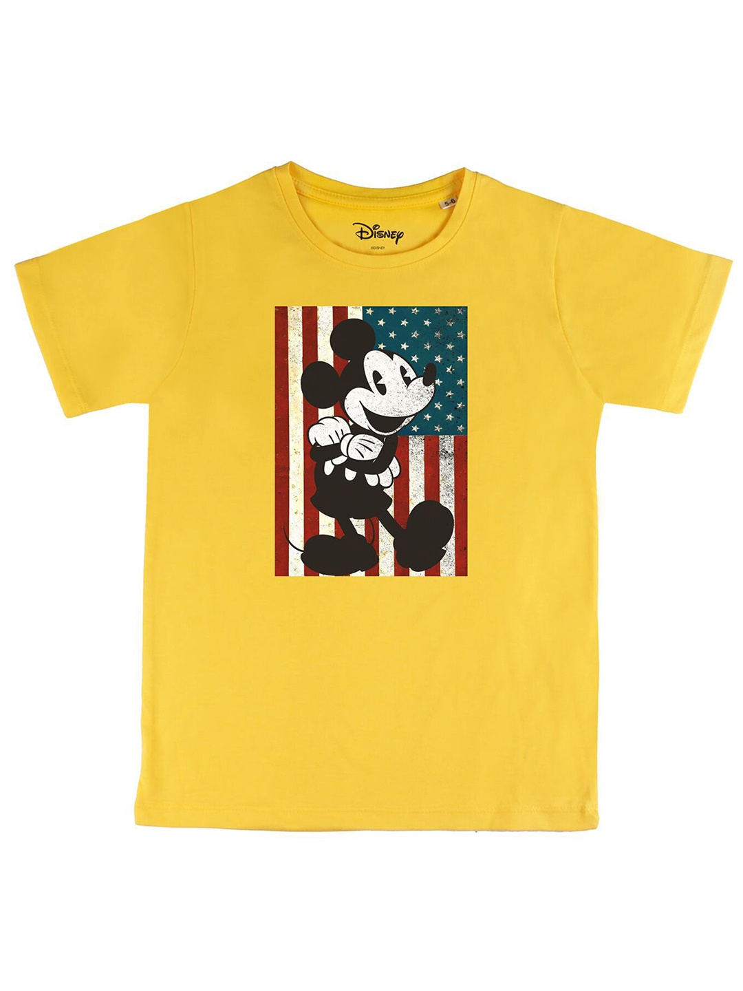 

Disney by Wear Your Mind Boys Yellow Red Mickey Mouse Printed Cotton Pure Cotton T-shirt