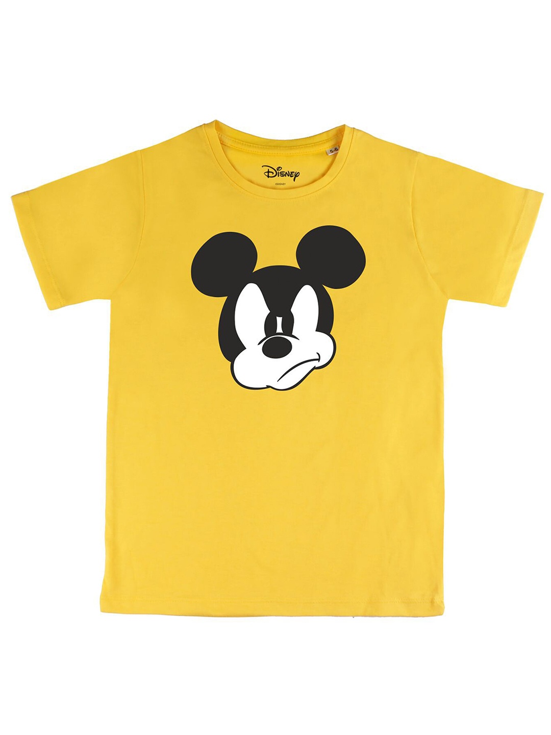 

Disney by Wear Your Mind Boys Yellow Black Mickey Mouse Printed Cotton Pure Cotton T-shirt