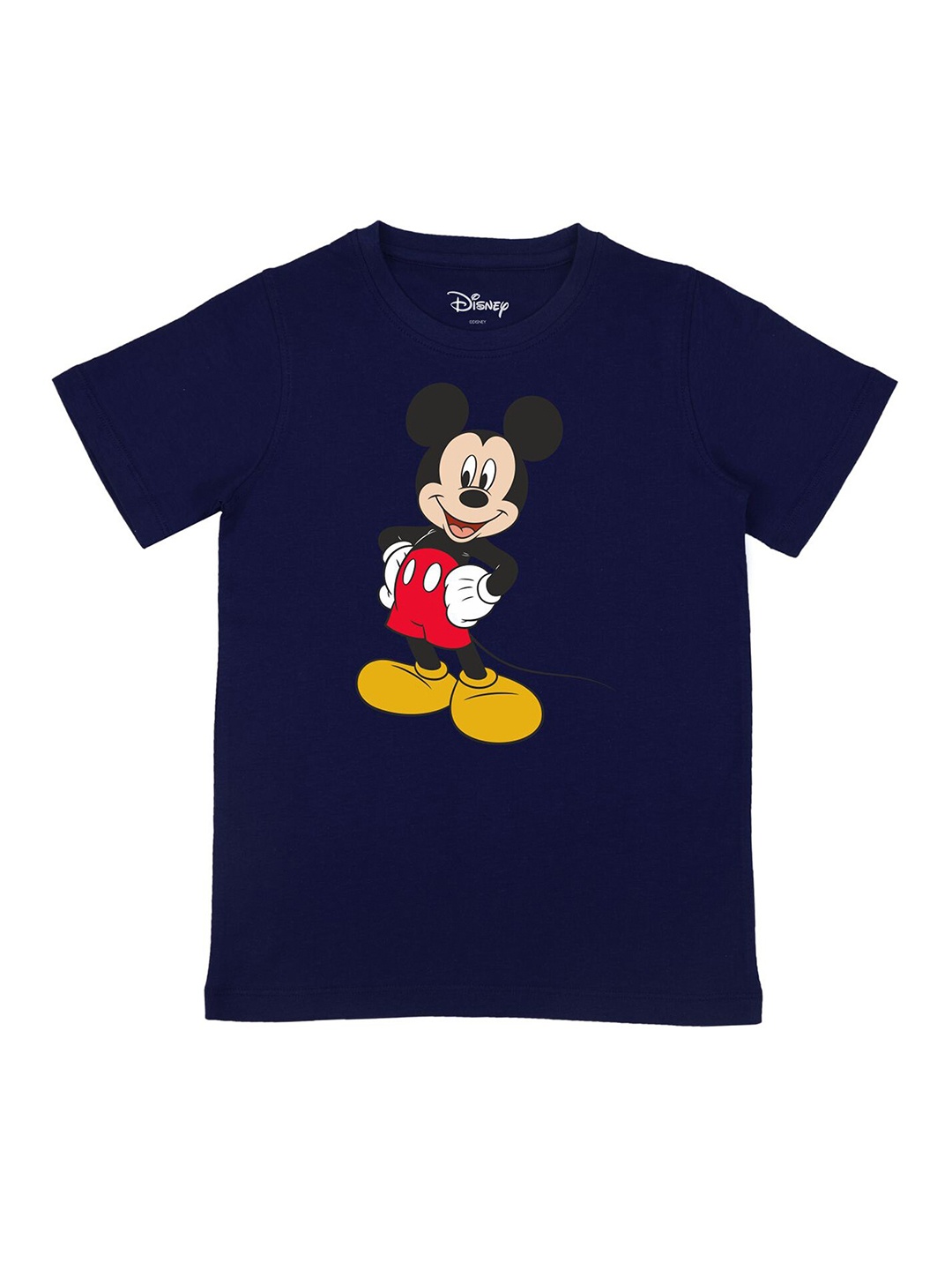 

Disney by Wear Your Mind Boys Navy Blue Black Mickey Mouse Printed Pure Cotton T-shirt